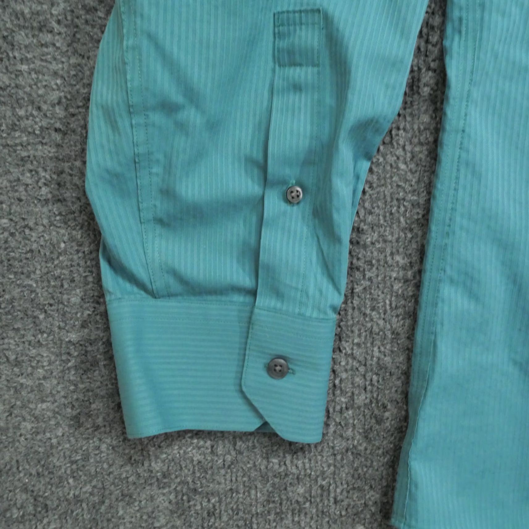 Murano Murano Shirt Mens 17.5 35 Blue Teal Button Up Slim Fit Dress Long Sleeve Size 48R - 4 Thumbnail