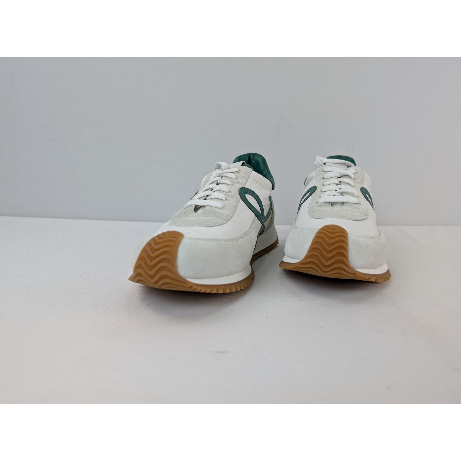 Loewe o1rshd1 Nylon Suede Flow Runner Sneakers in White/Dark Green Size US 10 / EU 43 - 7 Thumbnail
