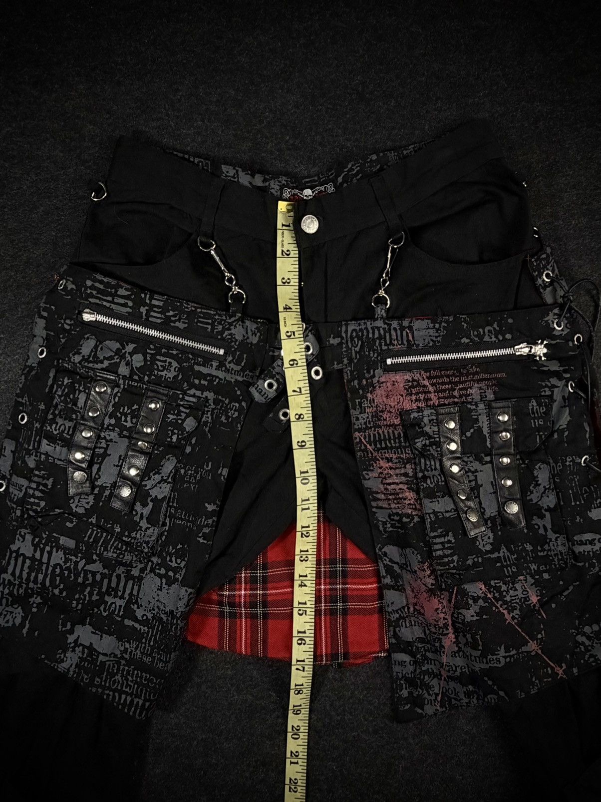 Le Grande Bleu (L.G.B.) Mad Punks Goth Bondage Pants with Removable Plaid Kilt Size US 29 - 6 Thumbnail