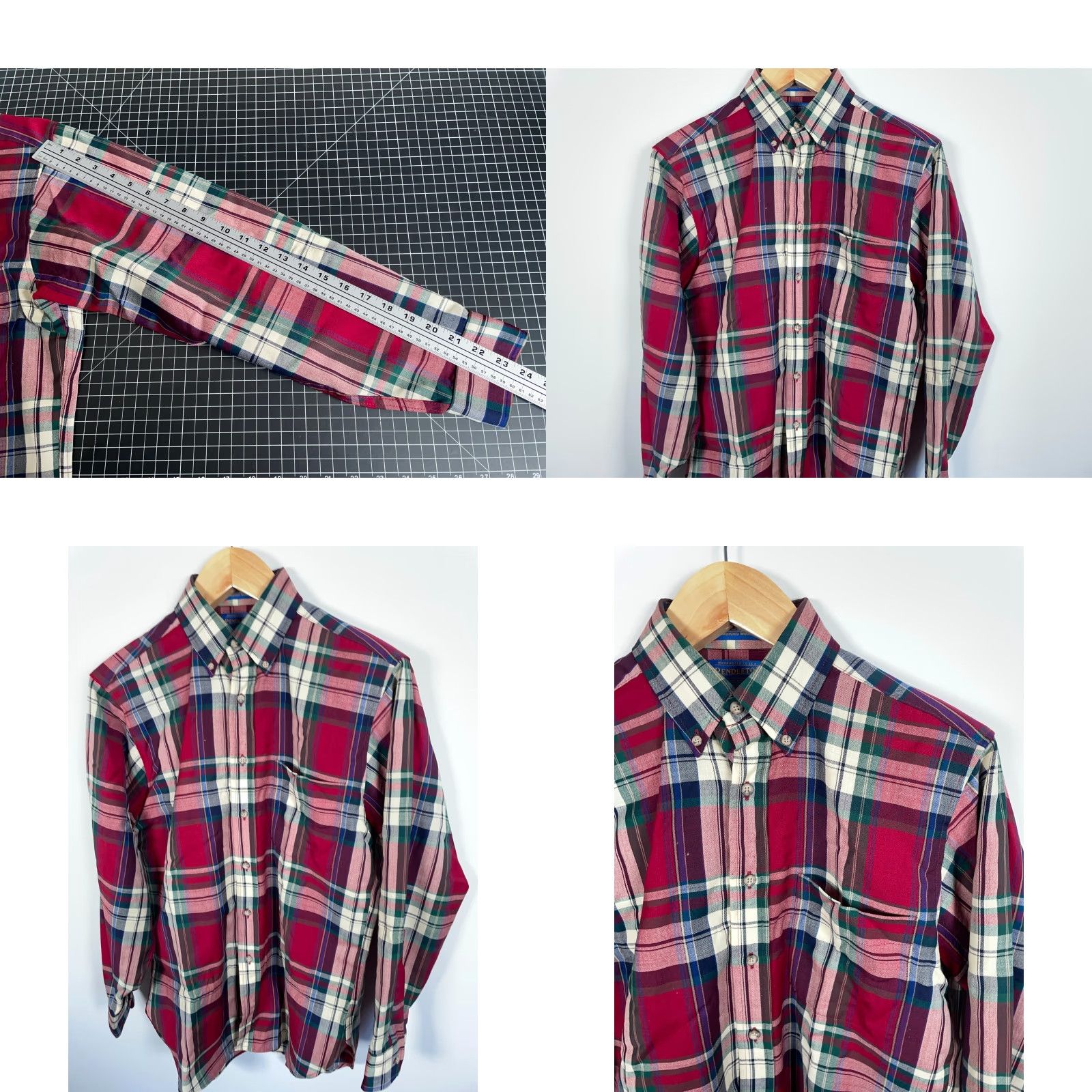 Pendleton VINTAGE Pendleton Shirt Wool Flannel Button-Up Mens Medium Red Plaid Lightweight USA Made 90s Grunge Preppy Casual WorkwearIFemale? Size US M / EU 48-50 / 2 - 8 Thumbnail