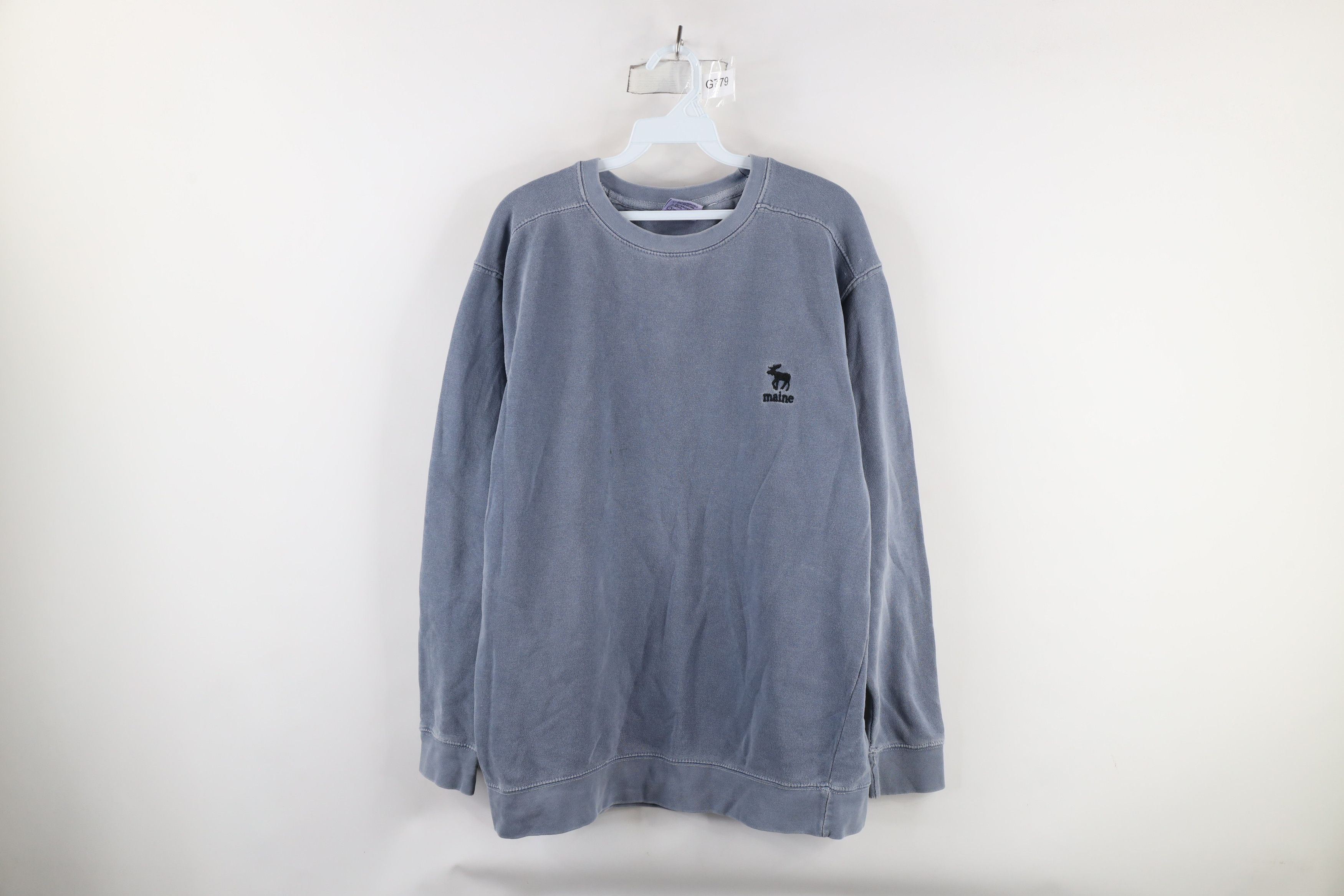 Vintage Vintage 90s Streetwear Spell Out Maine Sweatshirt Blue Size US M / EU 48-50 / 2 - 1 Thumbnail
