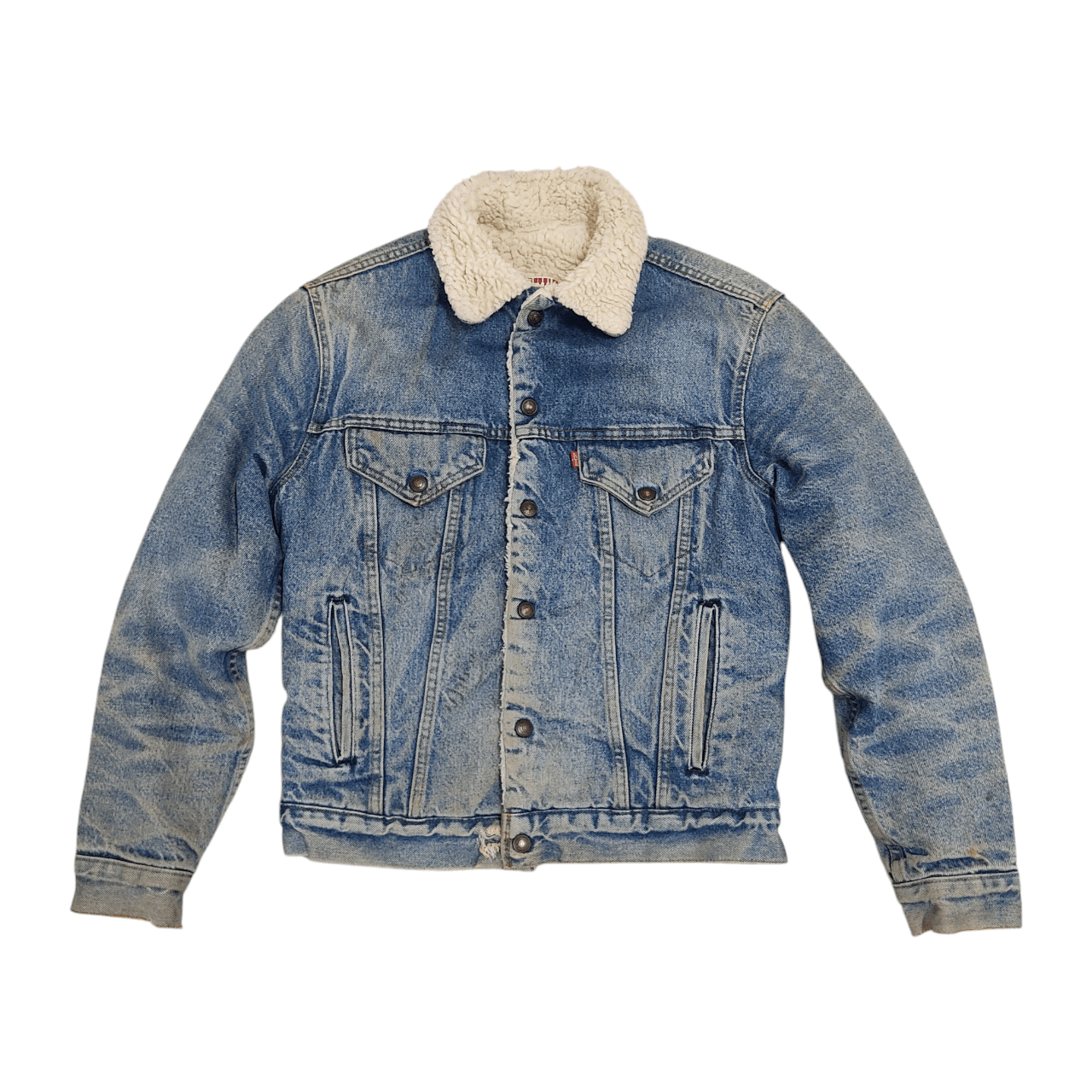 Levi's Vintage 80s Levi's Sherpa Lined Distressed Trucker Jacket Size US S / EU 44-46 / 1 - 2 Thumbnail