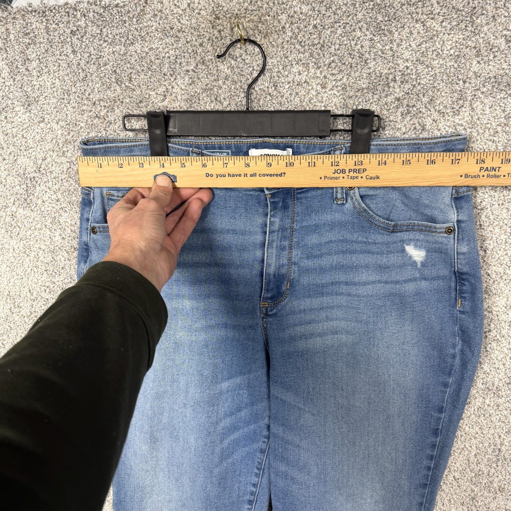 Vintage Sonoma Curvy Straight Jeans Womens Size 16 35x29 Blue Distressed Mid Wash Denim Size 38" / US 16 / IT 52 - 2 Thumbnail