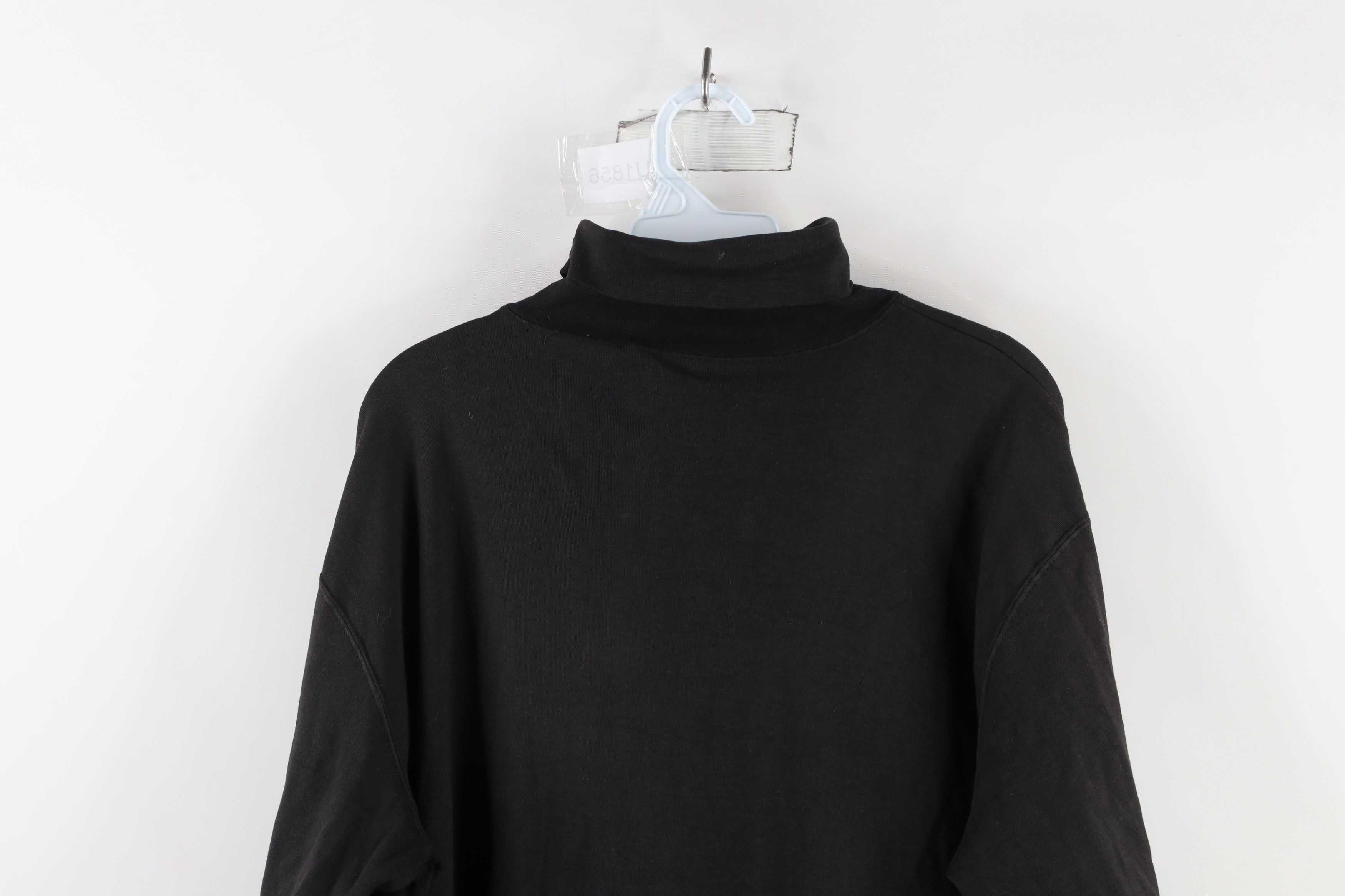 Vintage Vintage 90s Streetwear Blank Cotton Turtleneck T-Shirt Black Size US L / EU 52-54 / 3 - 10 Thumbnail