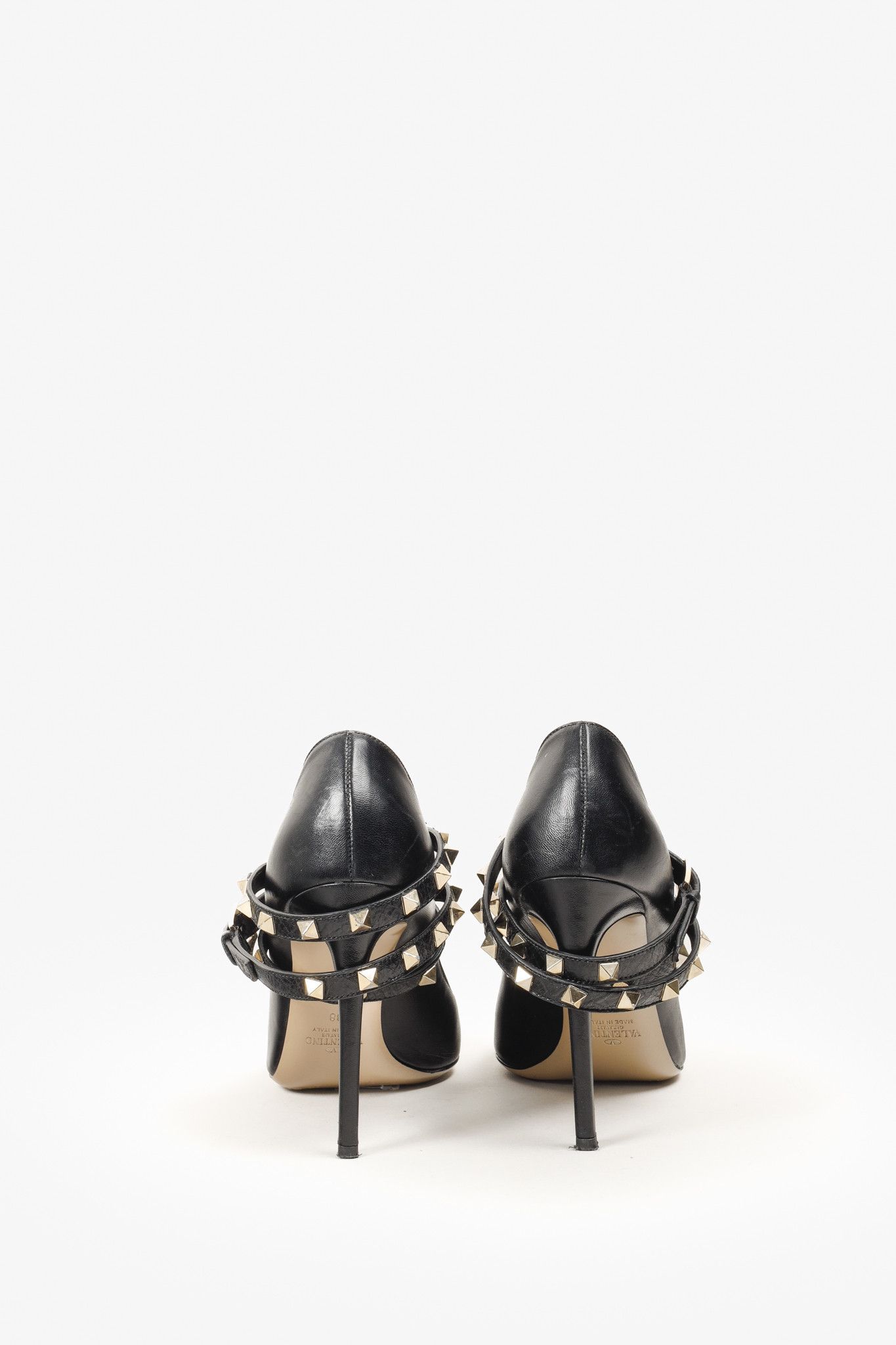 Valentino Garavani Black Studwrap Ankle-Wrap Pumps