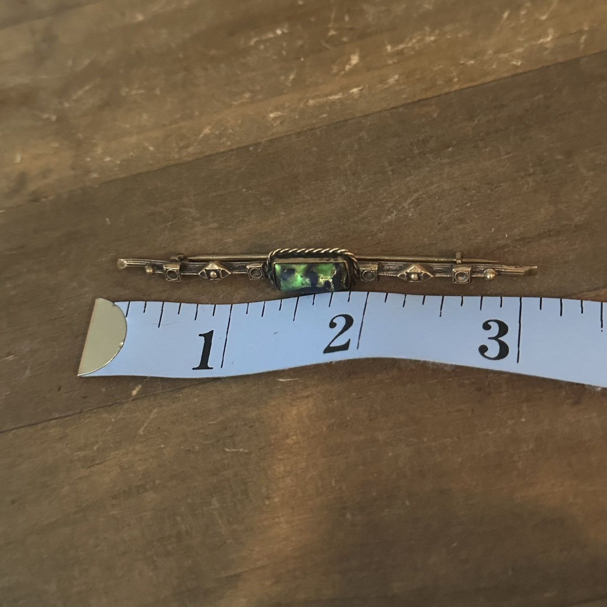 Other Antique long brooch with blue and foil green stone Size ONE SIZE - 3 Thumbnail