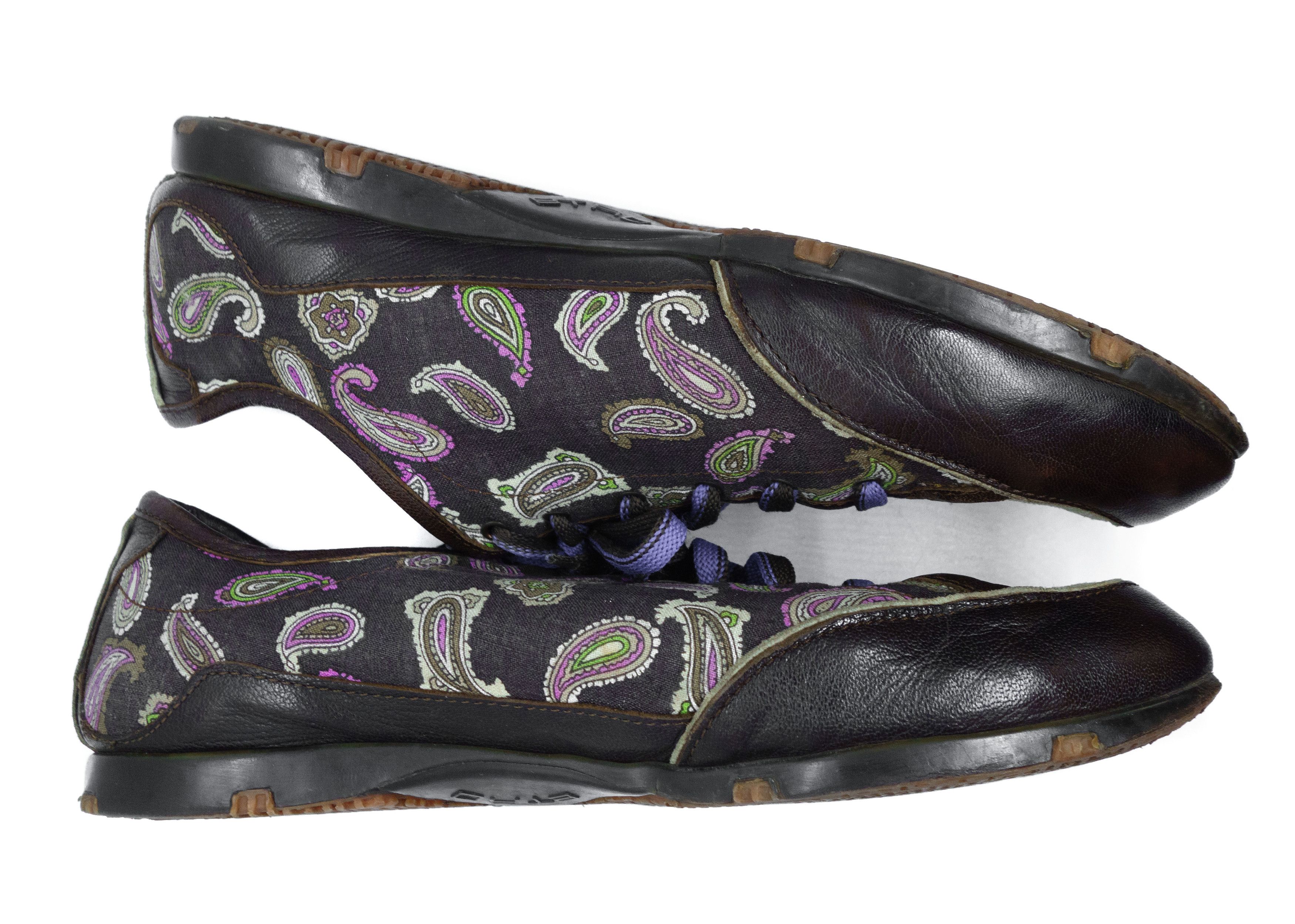 Etro Paisley Low Leather Sneakers Size US 9 / EU 42 - 7 Thumbnail