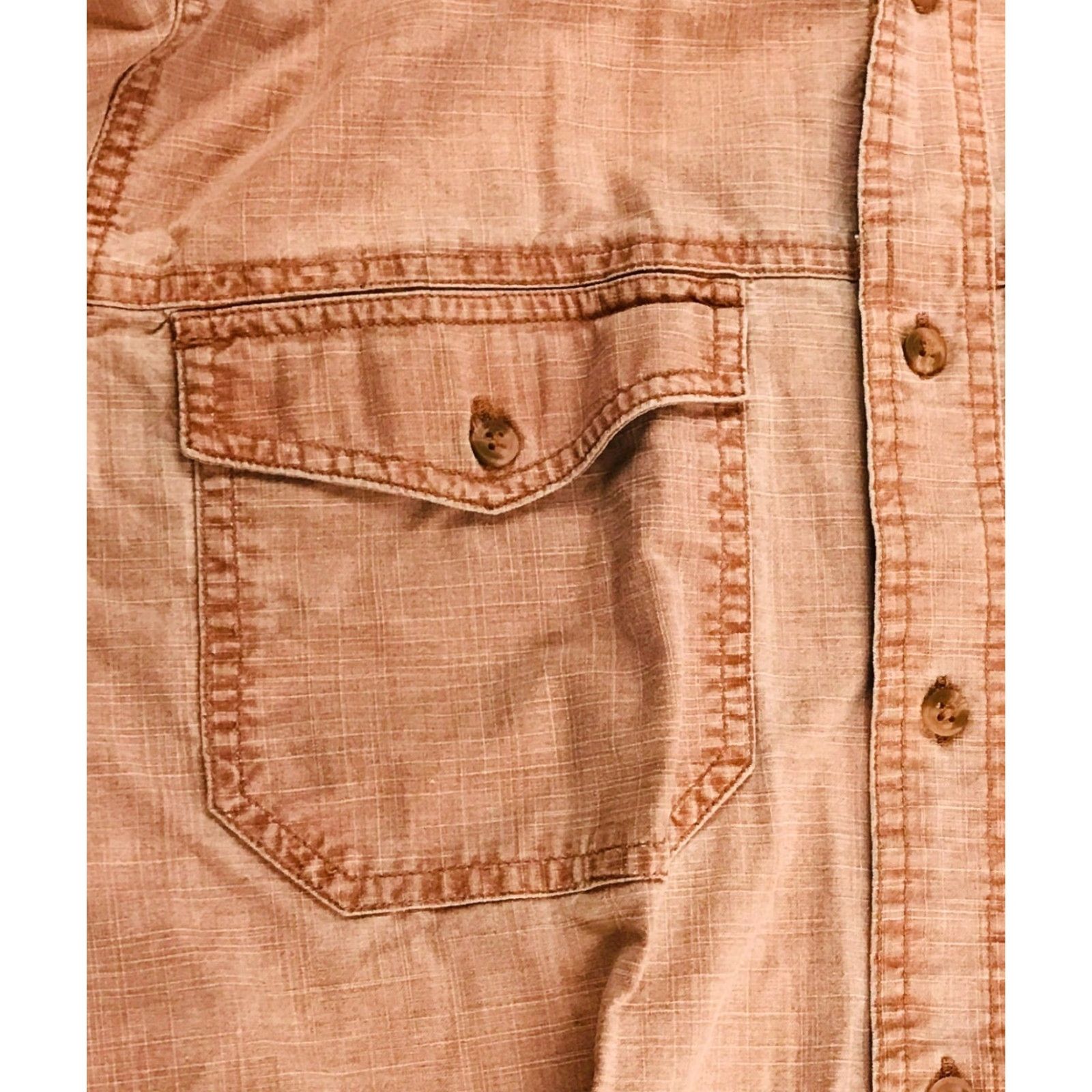 Faded Glory Faded Glory Shirt Mens Size S Peach Button-Up Long Sleeve Pockets Collared Spread Vintage: No Size US S / EU 44-46 / 1 - 3 Thumbnail