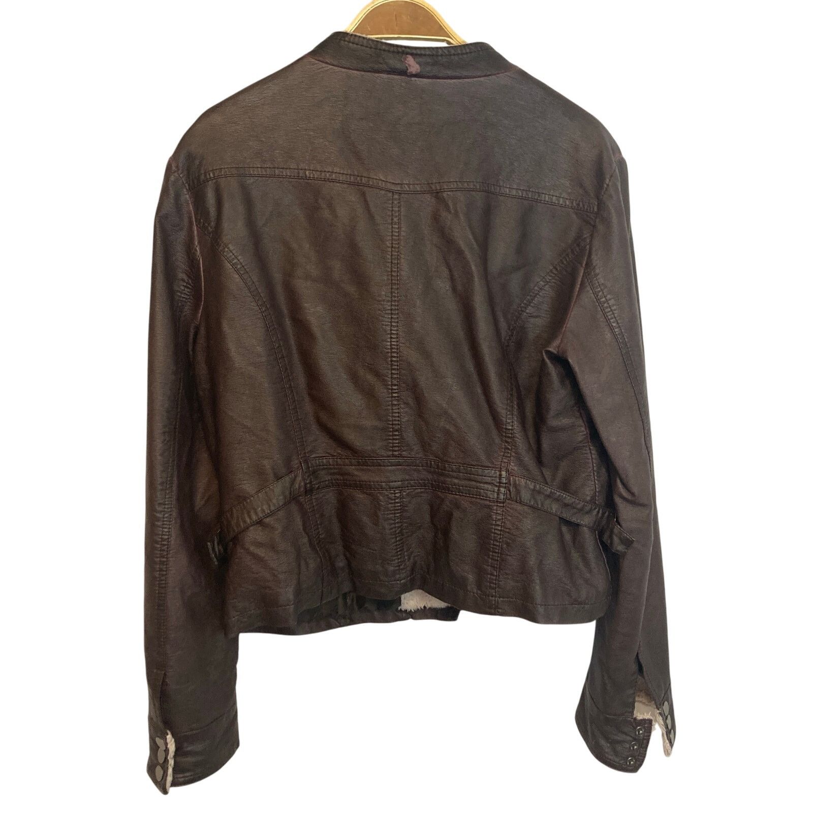Blanc Noir Blanc Noir Brown Leather Zip Up Button Collar Bomber Jacket Size L / US 10 / IT 46 - 2 Thumbnail