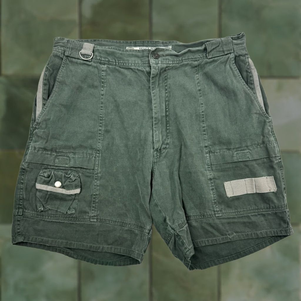 Bugle Boy VINTAGE Bugle Boy Safari Shorts Adult 38 Travel Hipster Pockets Y2K 90s Outdoor Cargo Green Ramie Cotton Mens 38 7in Inseam Size US 38 / EU 54 - 1 Thumbnail