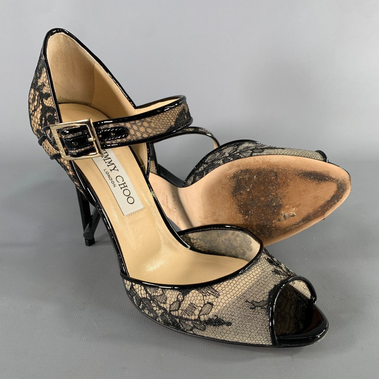 Jimmy Choo JIMMY CHOO Size 9 Black Cream Lace 144Lace Stiletto Pumps Size US 9 / IT 39 - 5 Thumbnail