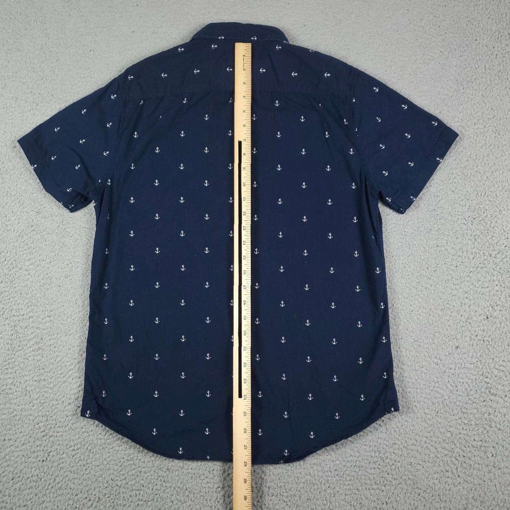 Denime Denim & Flower Slim Fit Blue Anchor Print Button-Up Shirt Medium Mens Casual Size US M / EU 48-50 / 2 - 4 Thumbnail