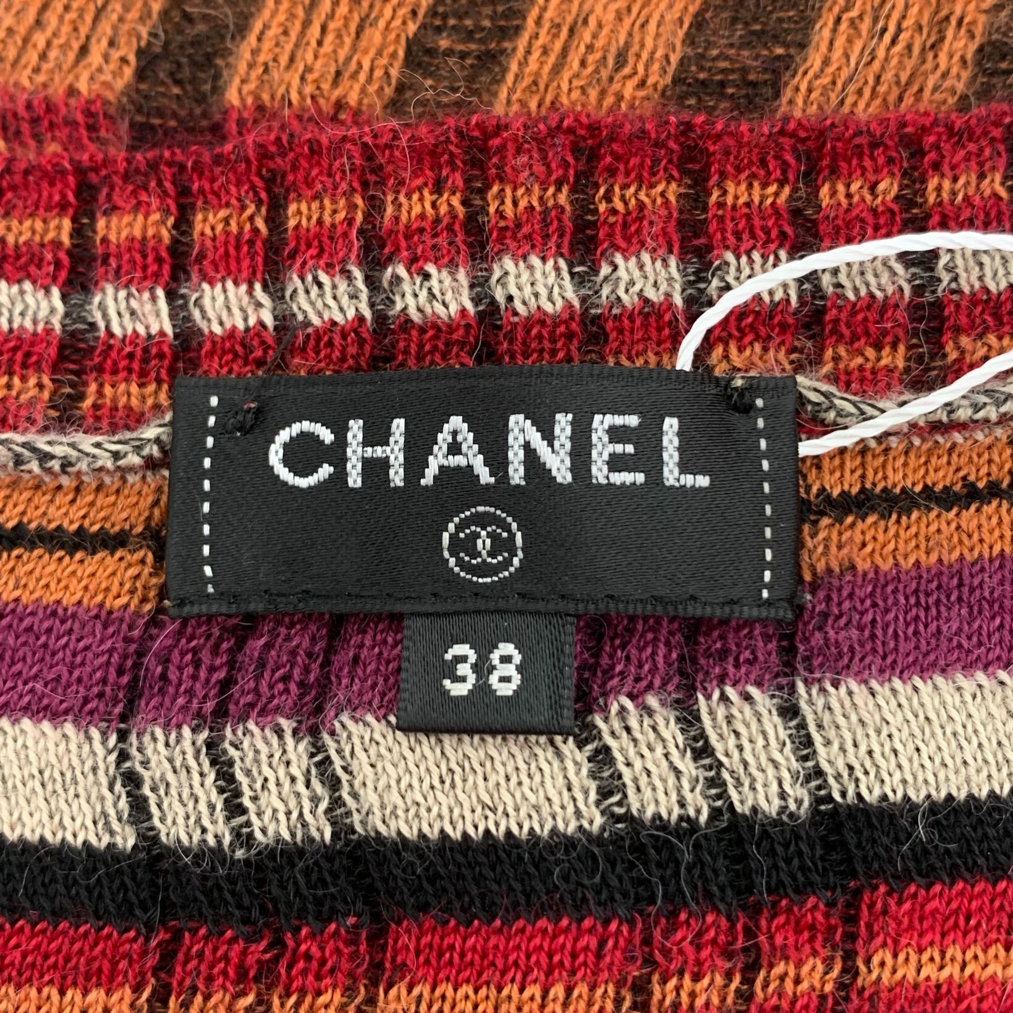 Chanel [Chanel] Hamburg Color-Block Striped Knit Top 38 S Size S / US 4 / IT 40 - 2 Thumbnail