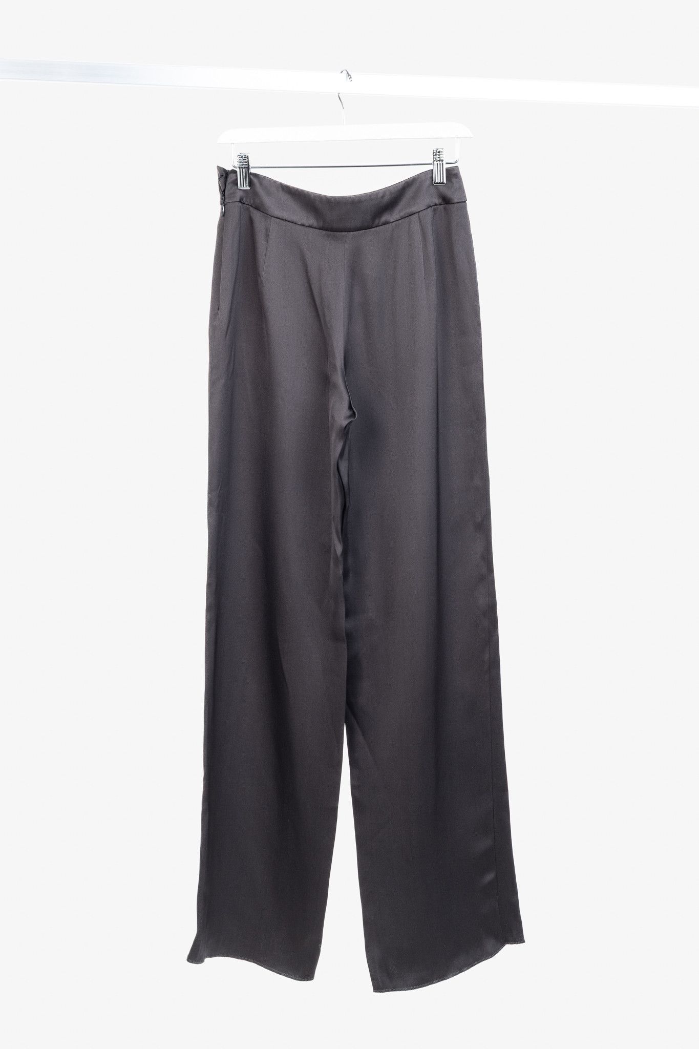 Giorgio Armani Giorgio Armani Grey Silk Satin Wide-Leg Trousers Size 25" / US 0 / IT 36 - 2 Thumbnail