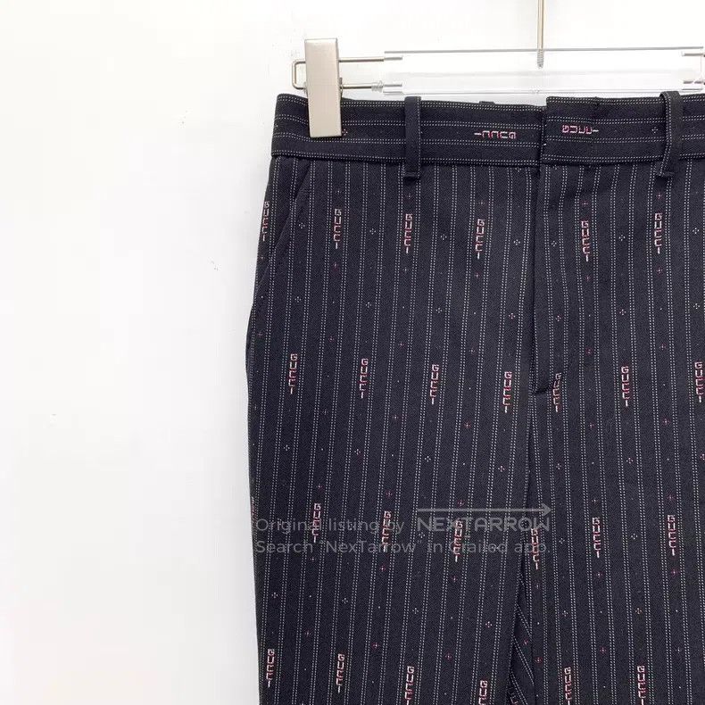 Gucci Gucci Black striped logo letter bullet screen wool casual Size 24" / US 00 / IT 34 - 3 Thumbnail