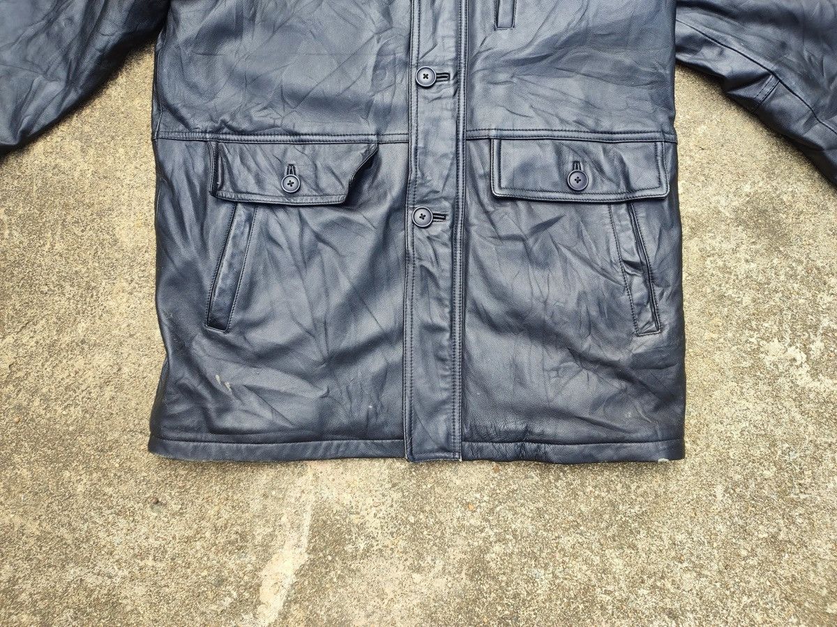 Leather Vintage Dockland Blue Leather Car Coat – Quilted Lining Size US L / EU 52-54 / 3 - 3 Thumbnail