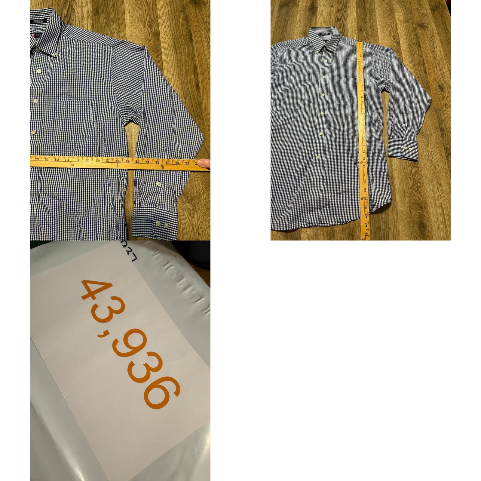 Chaps CHAPS Shirt Men's L Blue White Checkered Long Sleeve Button-Up Shirt Size US L / EU 52-54 / 3 - 8 Thumbnail