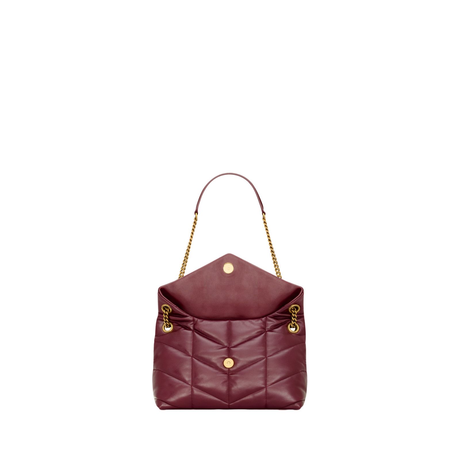 Saint Laurent Small Puffer $3550 Dark Ruby Shiny Leather Sho
