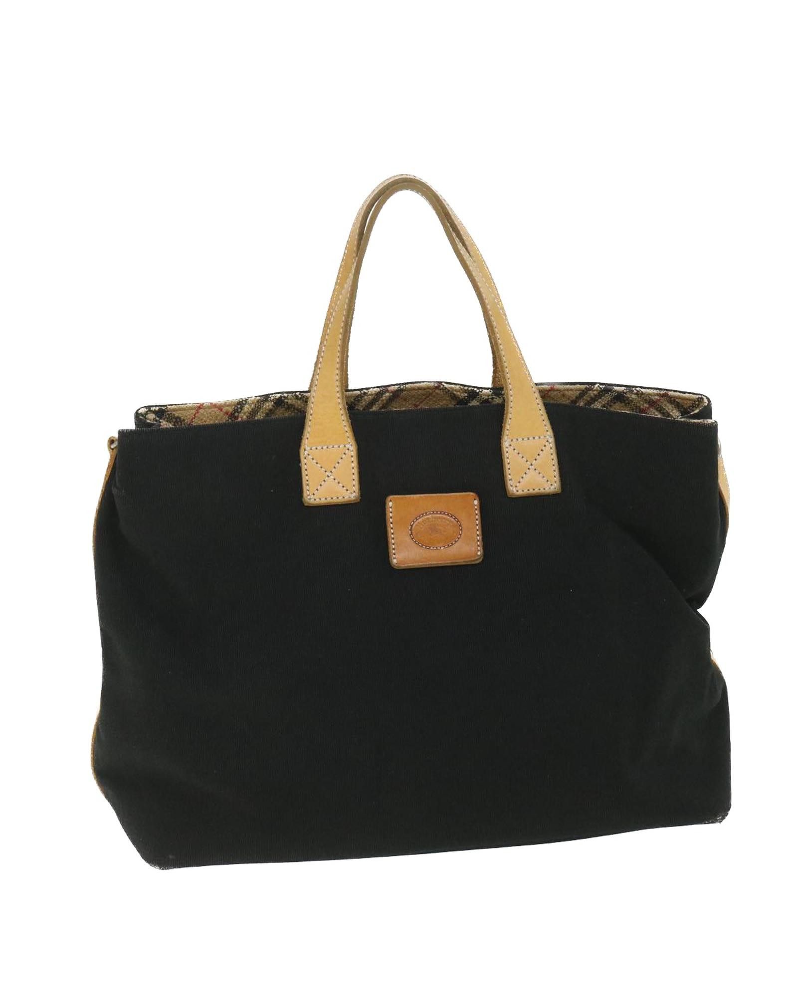 image of Burberry Canvas Tote Bag With Black Finish, Women's