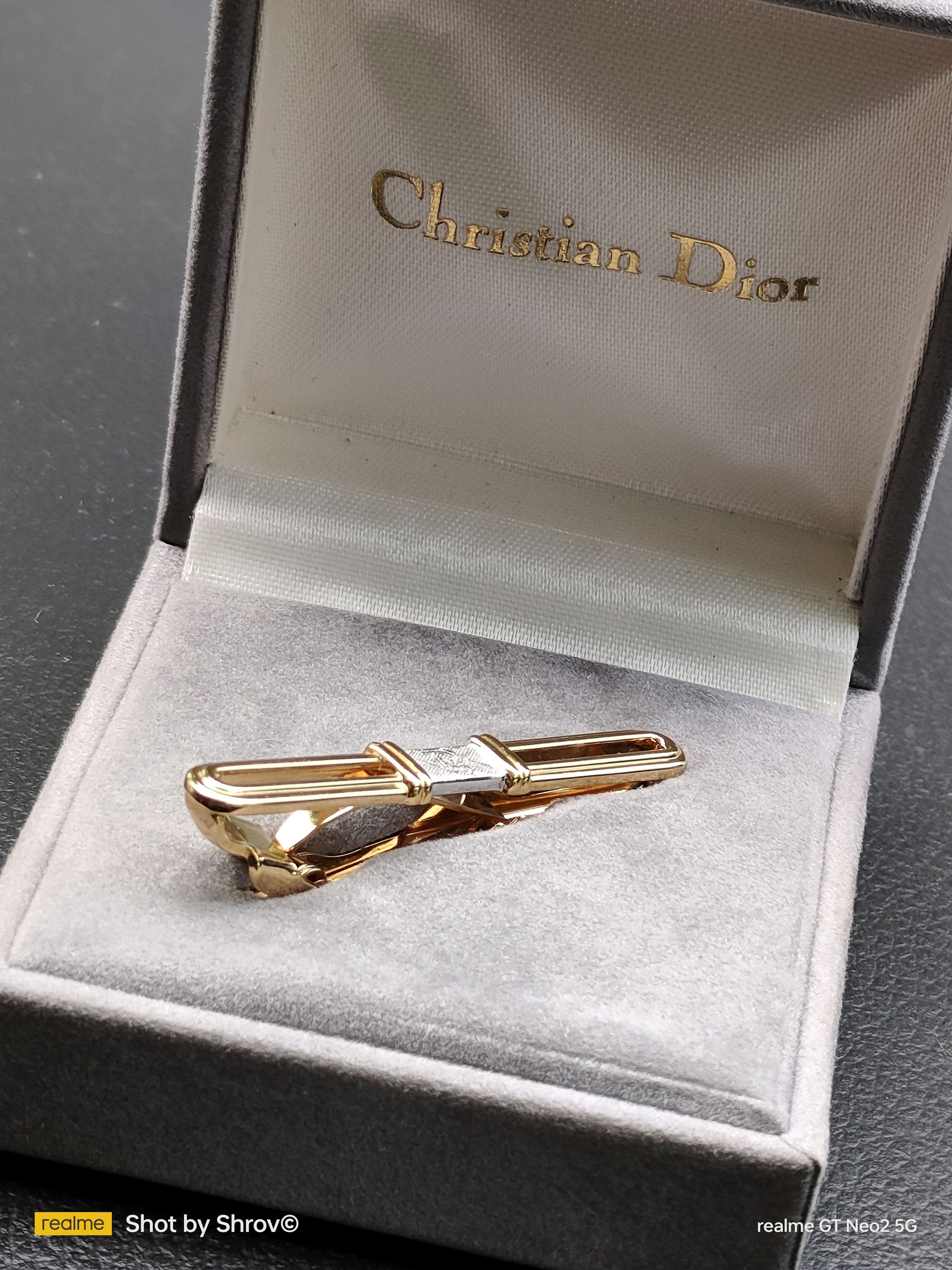 Dior Christian Dior Tie Pin Dior Logo Vintage Gold x Silver Size ONE SIZE - 3 Thumbnail