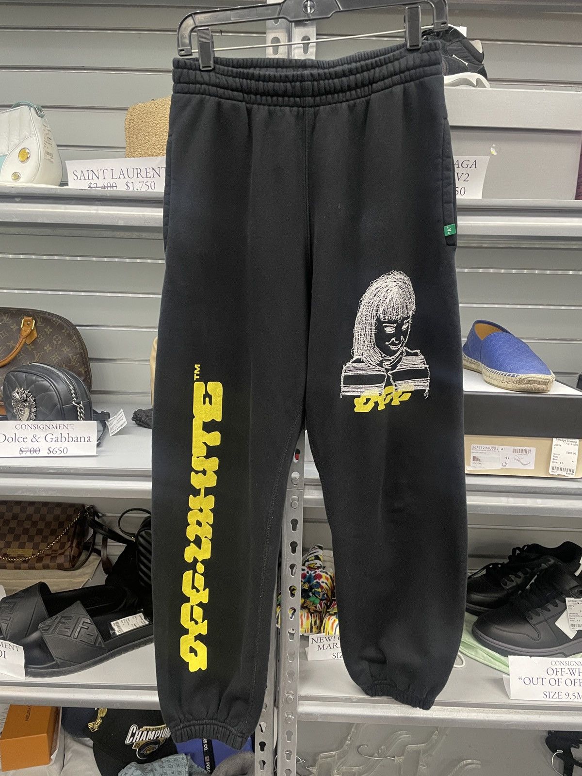 image of Off White Disrupted Logo Sweatpants Medium in Black, Men's (Size 32)