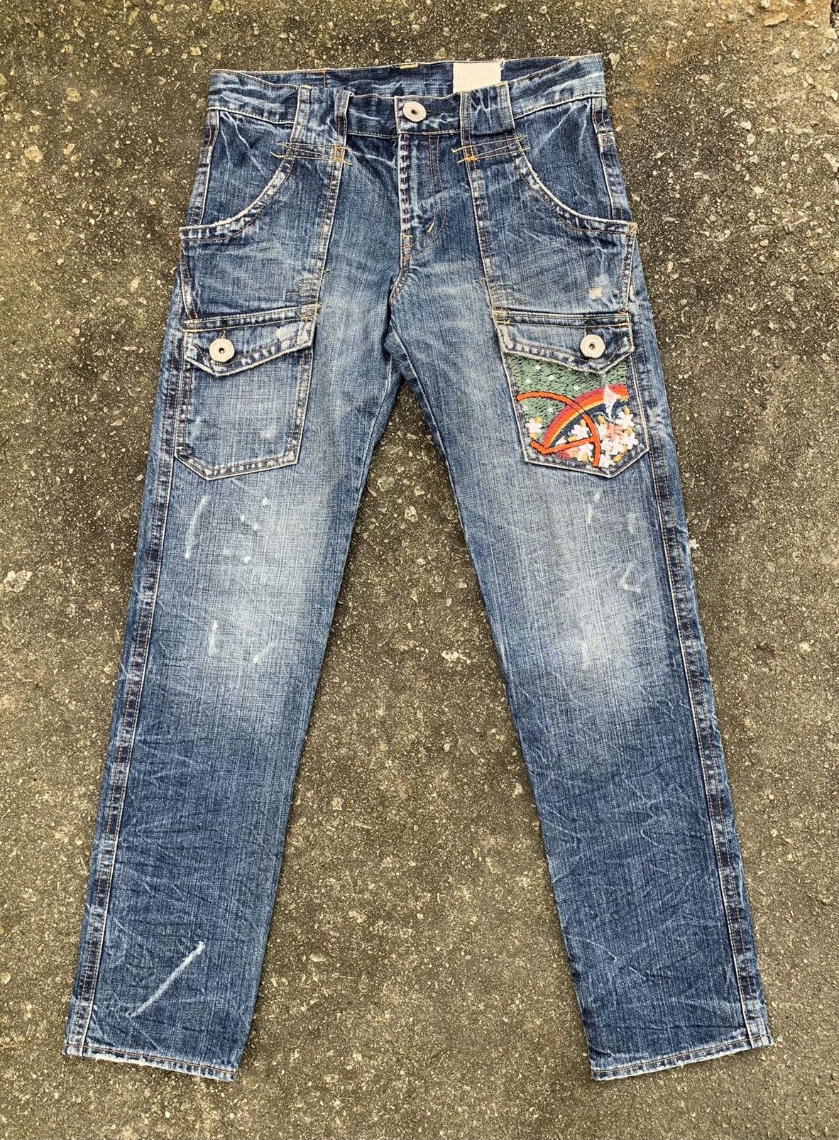 If Six Was Nine × Japanese Brand Distressed Antgauge Platinum Embroidered Pocket Denim Pants Size US 30 / EU 46 - 3 Thumbnail
