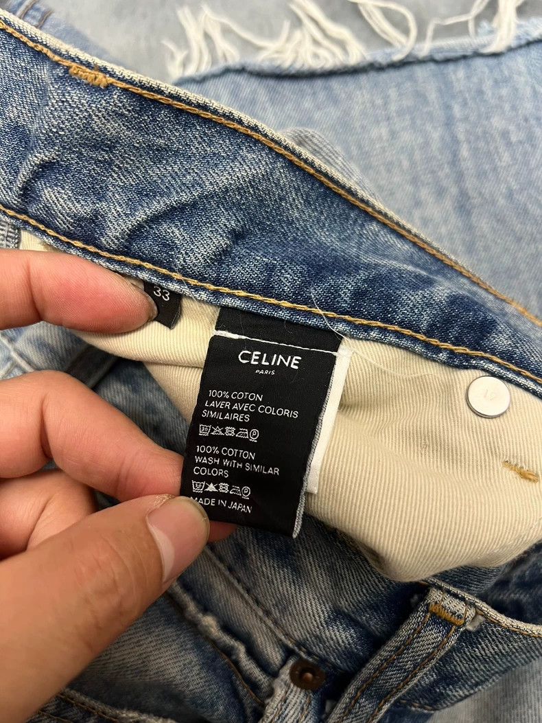 Celine CelineSpring/Summer 19 Ice Blue Washed Fringed Raw Trim Str Size US 33 - 4 Thumbnail