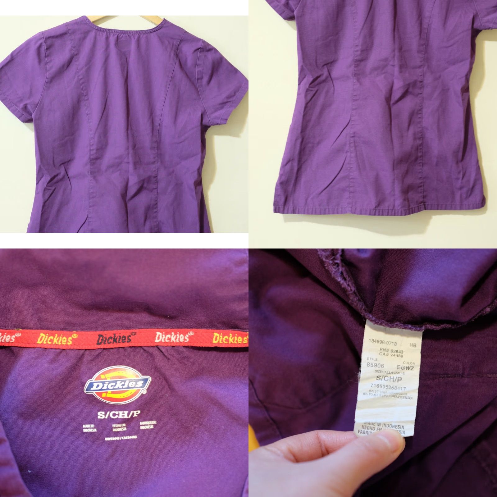 Dickies Dickies Scrub Top Purple V-Neck Size S Womens Eggplant 85906 Medical Shirt Size US S / EU 44-46 / 1 - 8 Thumbnail