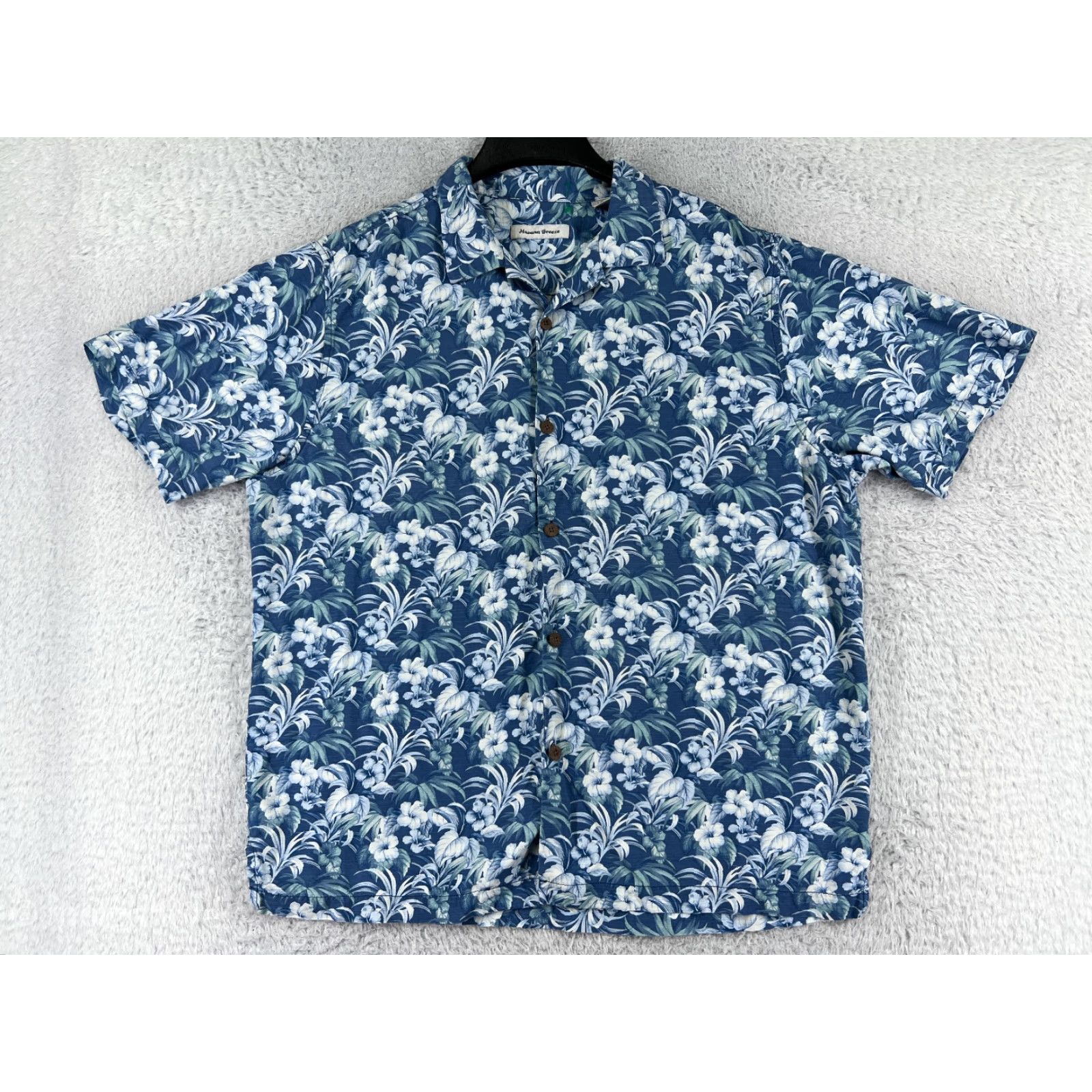Vintage Havana Breeze Shirt Mens Large Blue Floral All Over Print AOP 100% Silk Hawaiian Size US L / EU 52-54 / 3 - 2 Thumbnail