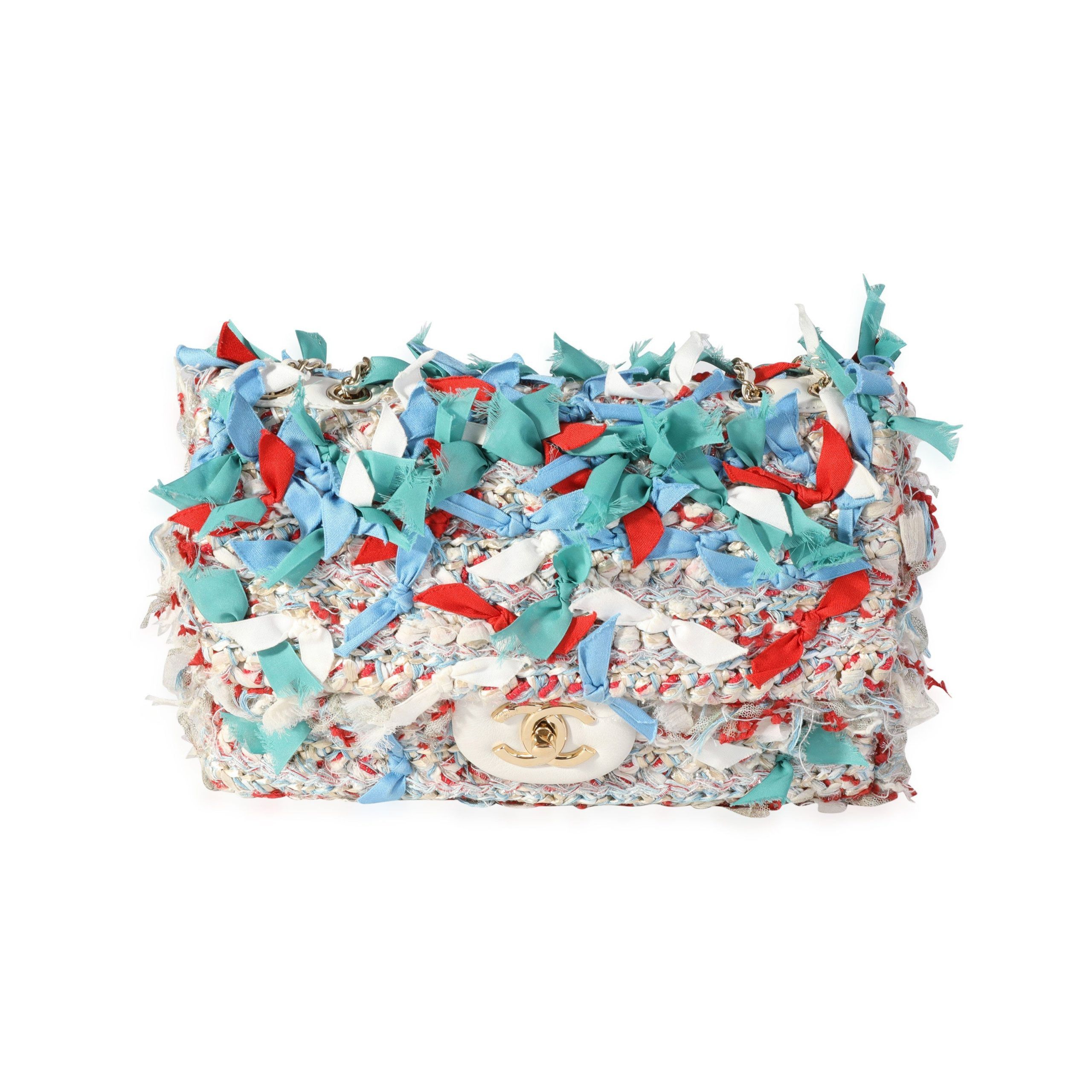image of Chanel White Calfskin And Multicolor Tweed Paris-Cuba Rum Flap Bag, Women's