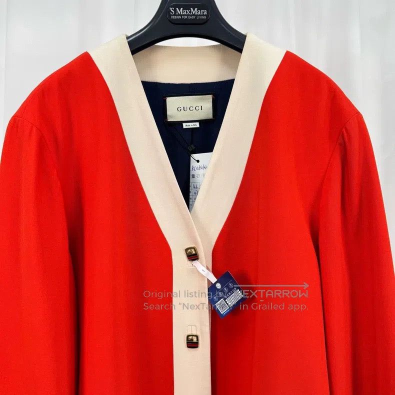 Gucci Gucci White orange stitched metal G-shaped button cardigan Size M / US 6-8 / IT 42-44 - 3 Thumbnail