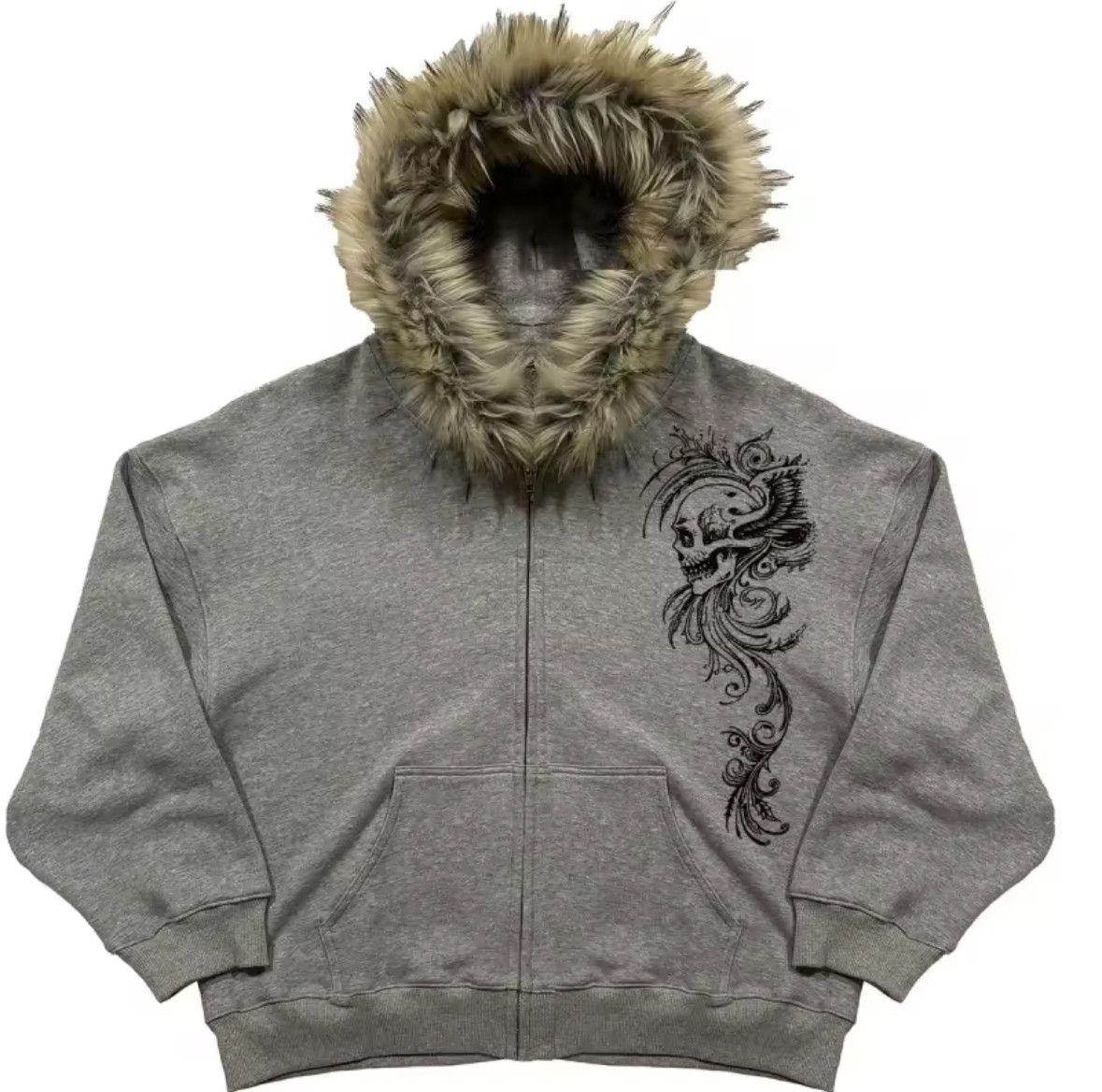 Other Fashion Punk Y2K Grunge Skull Flower Flurry Hat Fur Hoodies Size US L / EU 52-54 / 3 - 3 Thumbnail