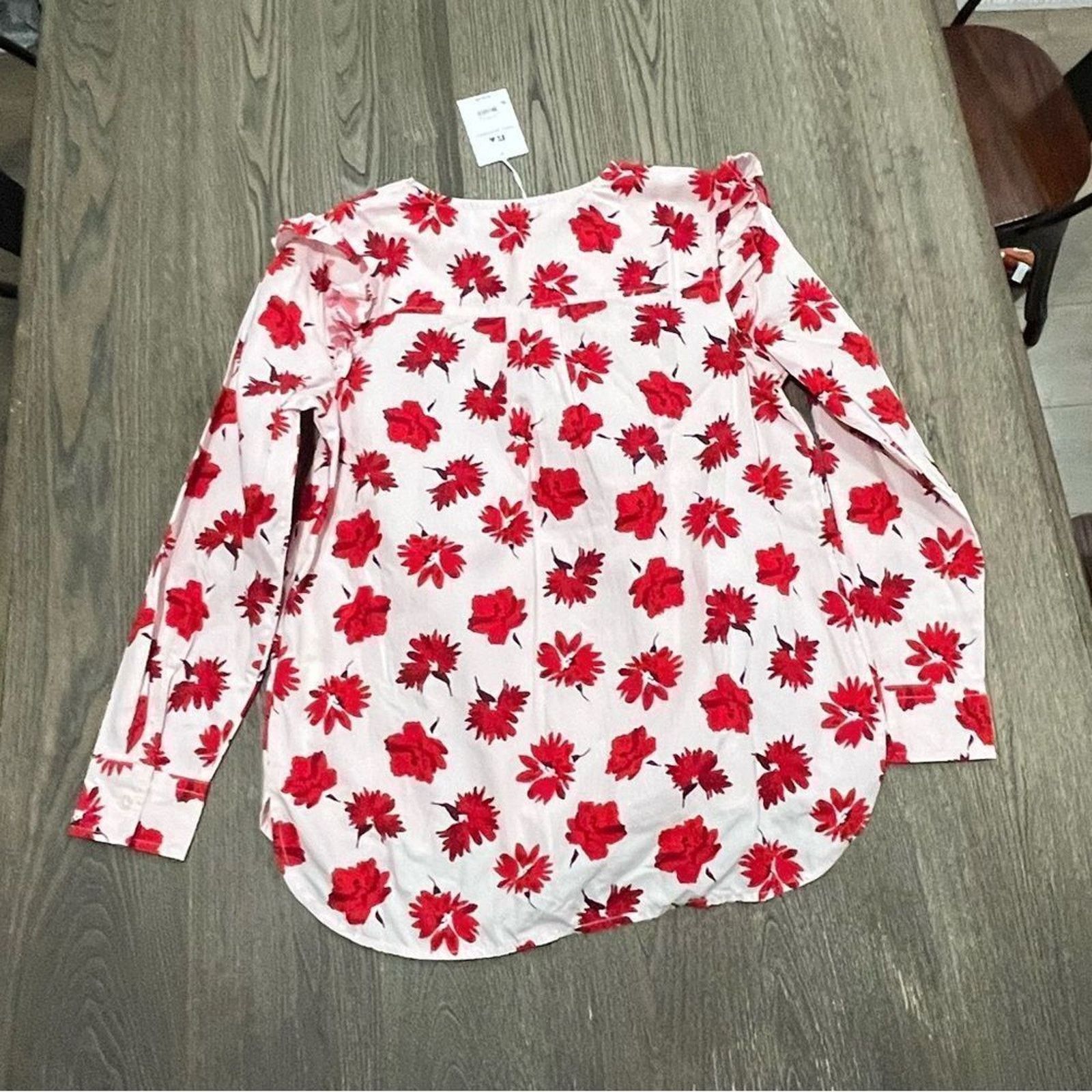 Assembly New York NWT Free Assembly Blouse Floral Long Sleeve Ruffle Button Size M / US 6-8 / IT 42-44 - 6 Thumbnail