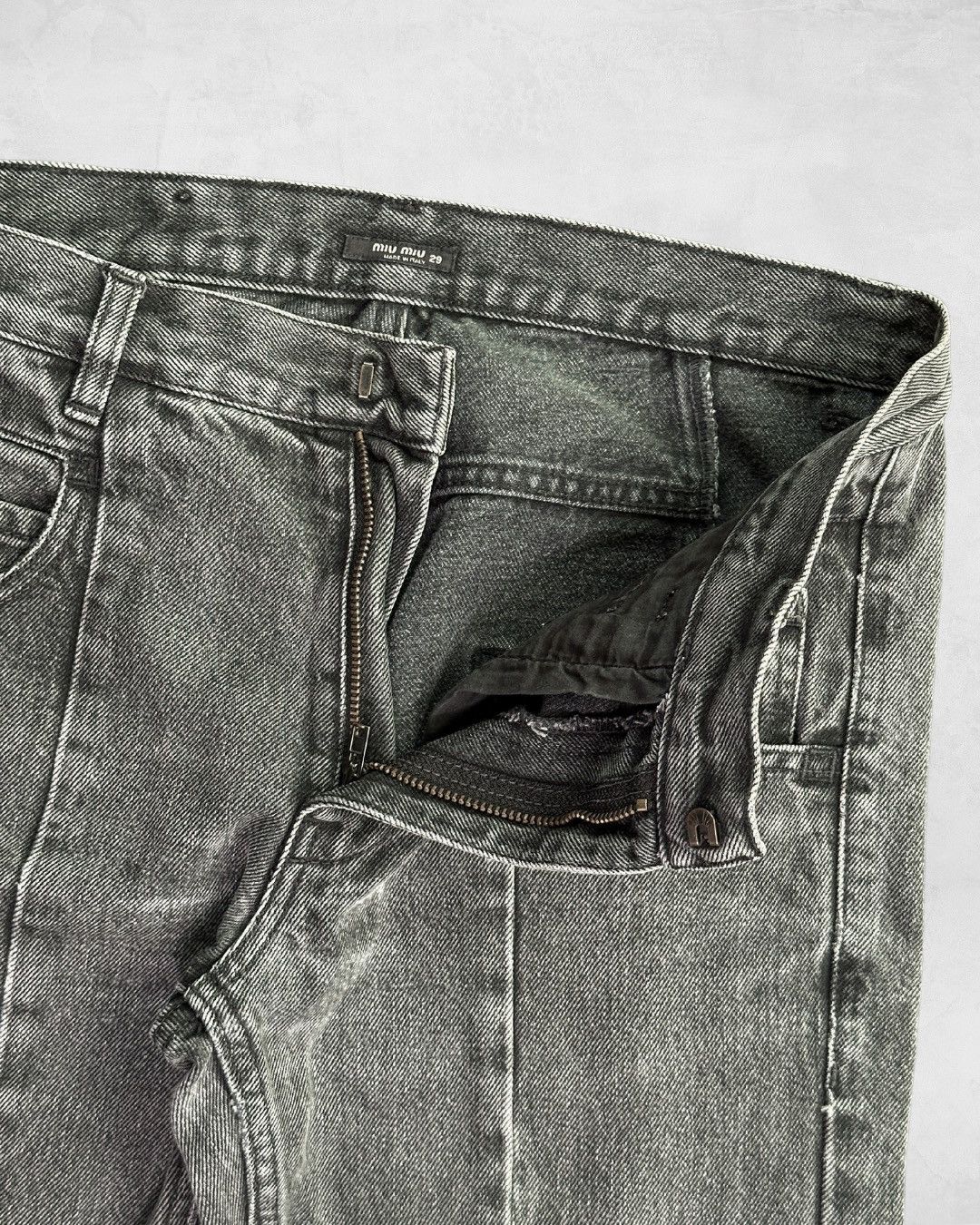 Miu Miu × Prada 1990s Deconstructed Dark Wash Denim Pants Size US 31 - 3 Thumbnail