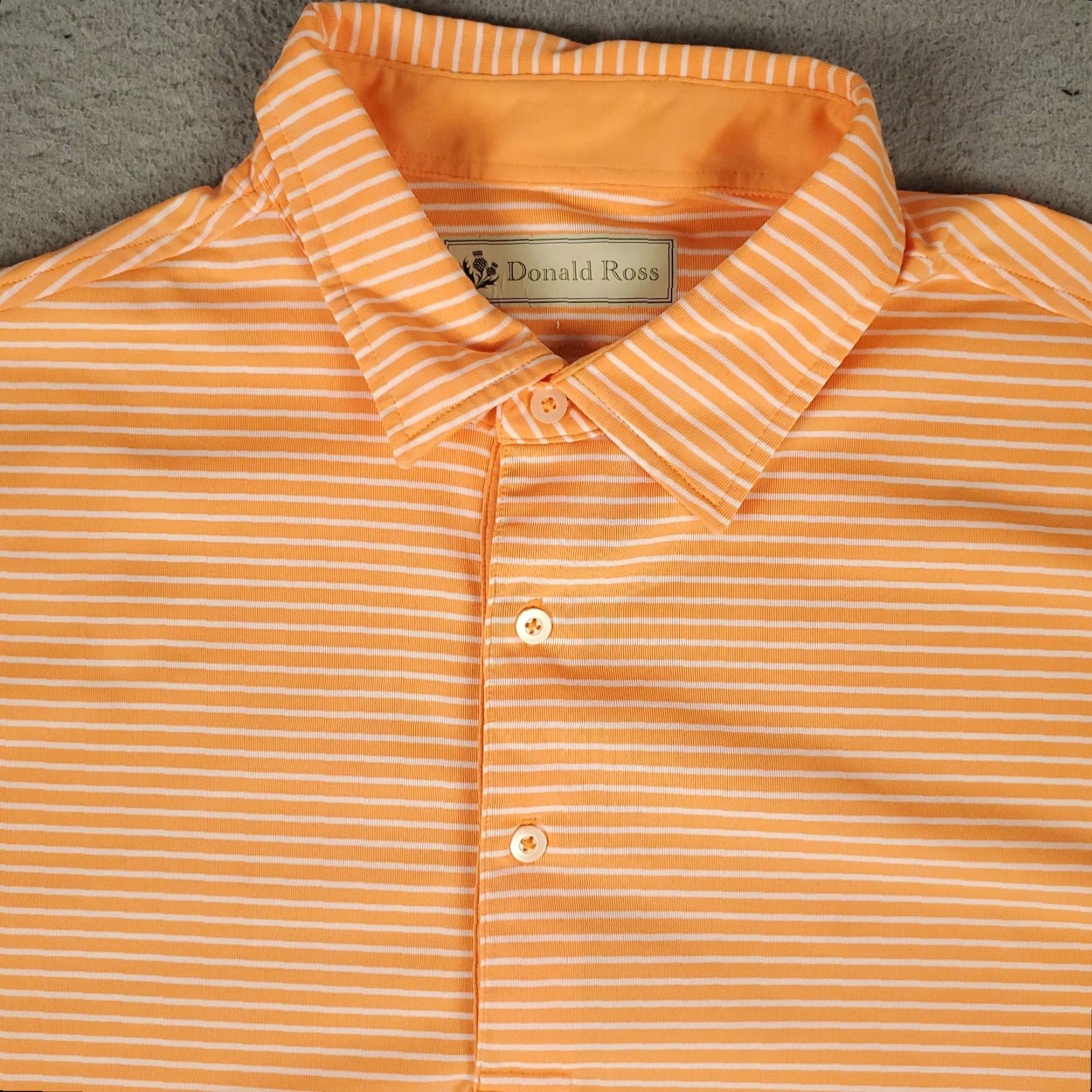 Vintage Donald Ross Polo Shirt Mens Large Orange Striped Golf Casual Short Sleeve Size US L / EU 52-54 / 3 - 2 Thumbnail