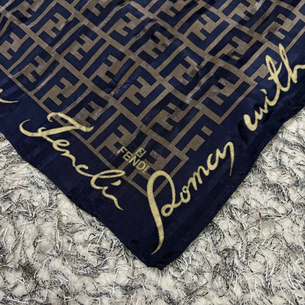 Fendi Vtg Fendi Zucca Monogram Silk Scarf "Roma With Love" 22x22 Size ONE SIZE - 4 Thumbnail