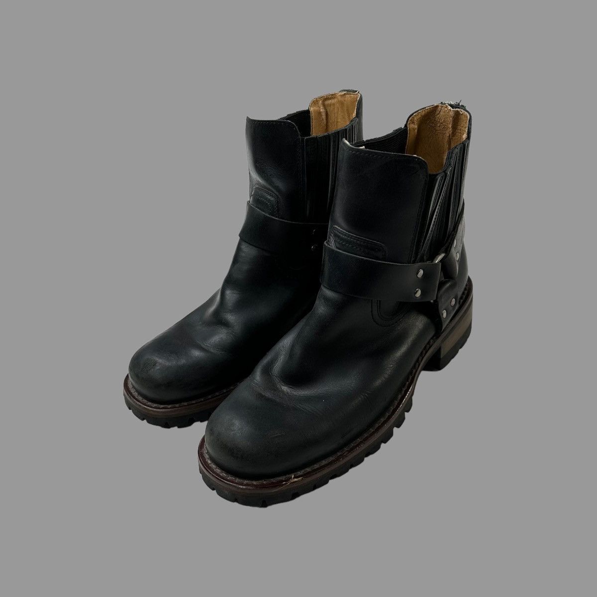 image of Vintage 1990S Black Leather Engineer Boots, Men's (Size 10.5)