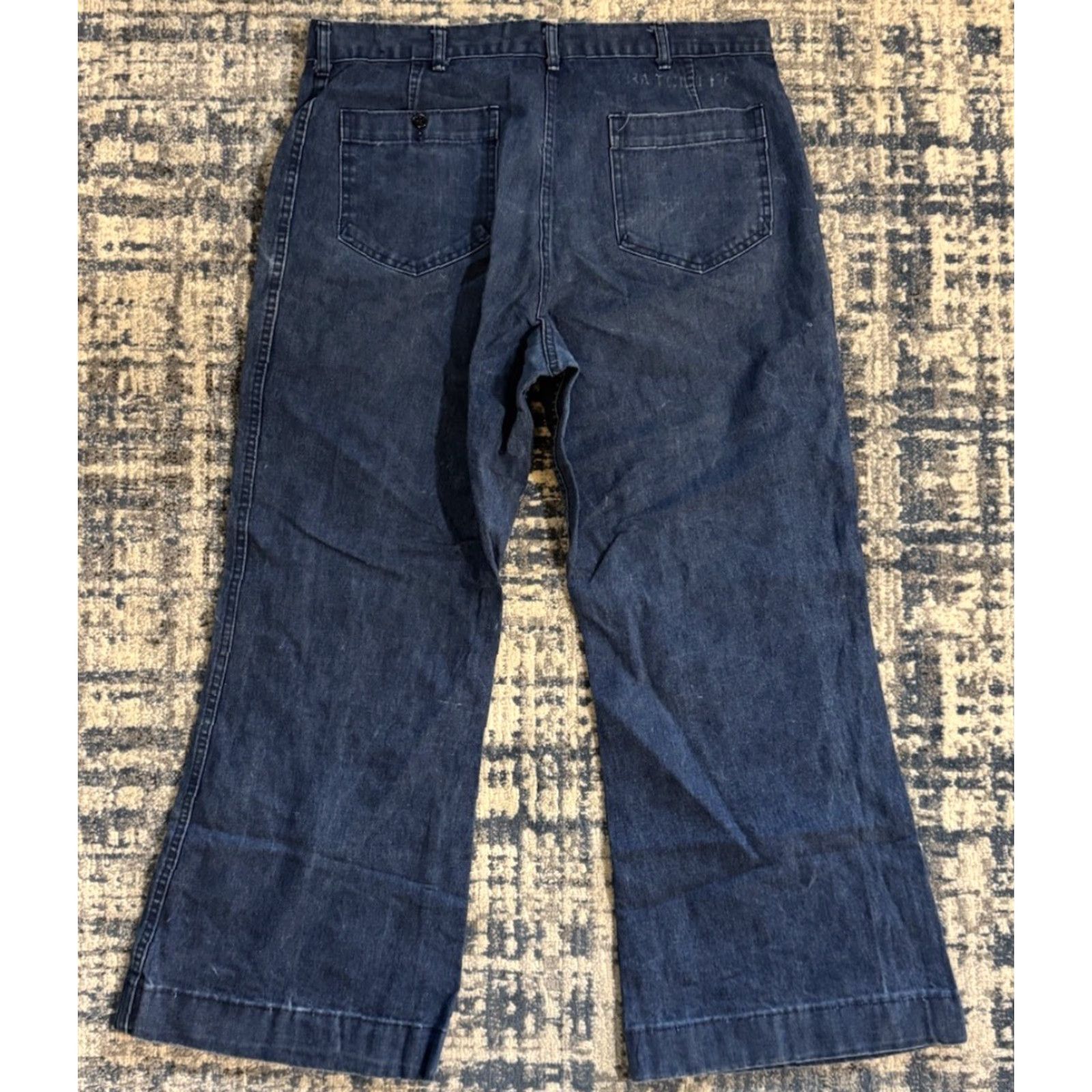 Vintage VTG 80s Seafarer US Navy Denim Utility Trousers Jeans Men’s Flare Bottom 33x26 Size US 33 - 6 Thumbnail
