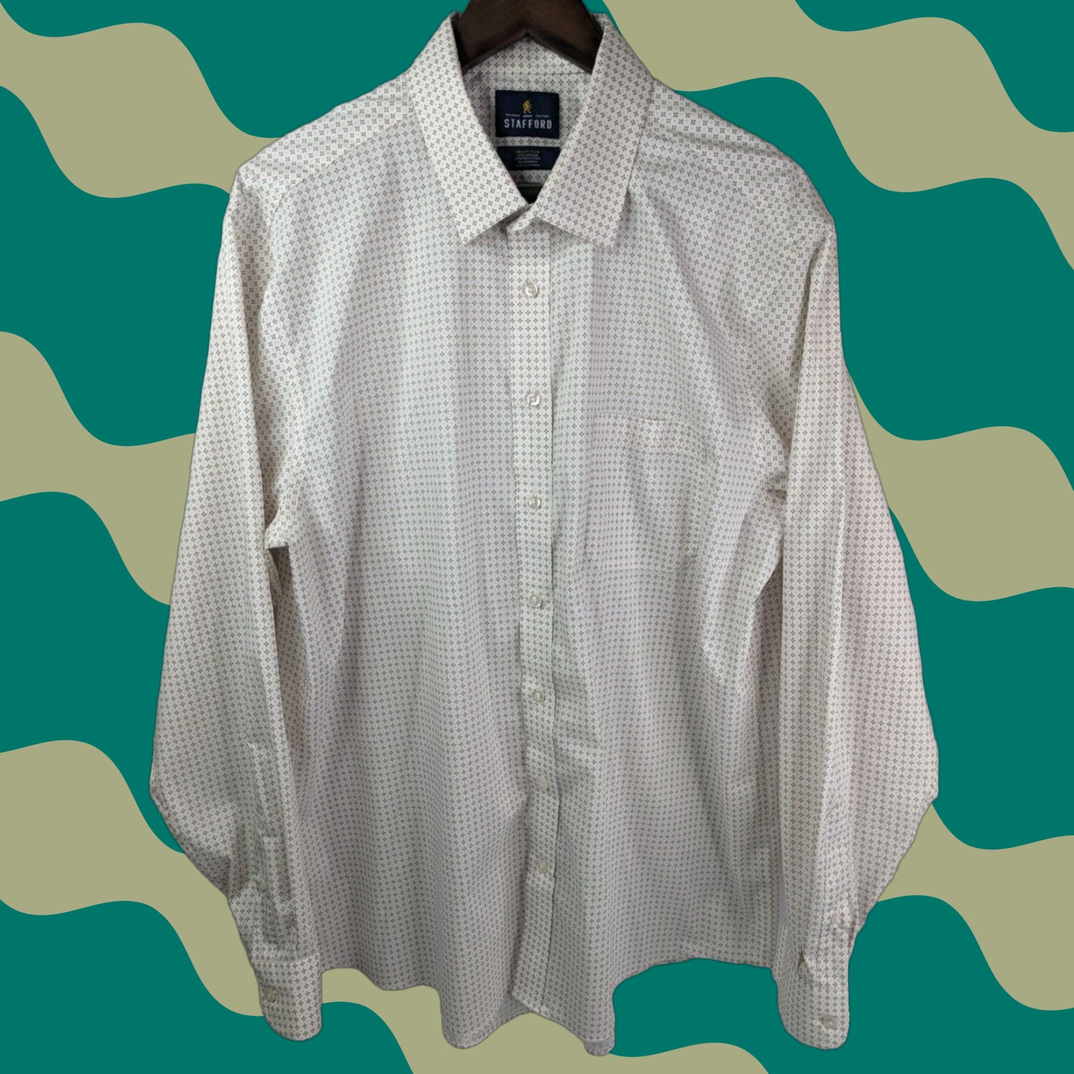 Stafford Stafford Shirt Men XL Beige Button Long Sleeve Casual Workwear 17-17.5 Pattern Check Collared Shirt Beds? Size US XL / EU 56 / 4 - 1 Thumbnail