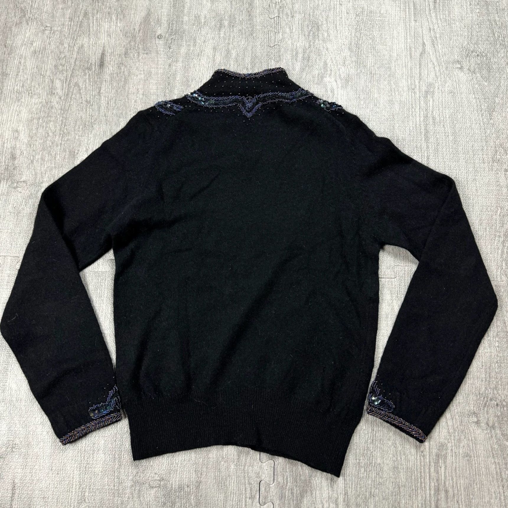 Joseph VINTAGE Jean Joseph Le Bon Beaded Sequin Lambswool Angora Sweater Womens M Black 1980s Eveningwear Size M / US 6-8 / IT 42-44 - 8 Thumbnail