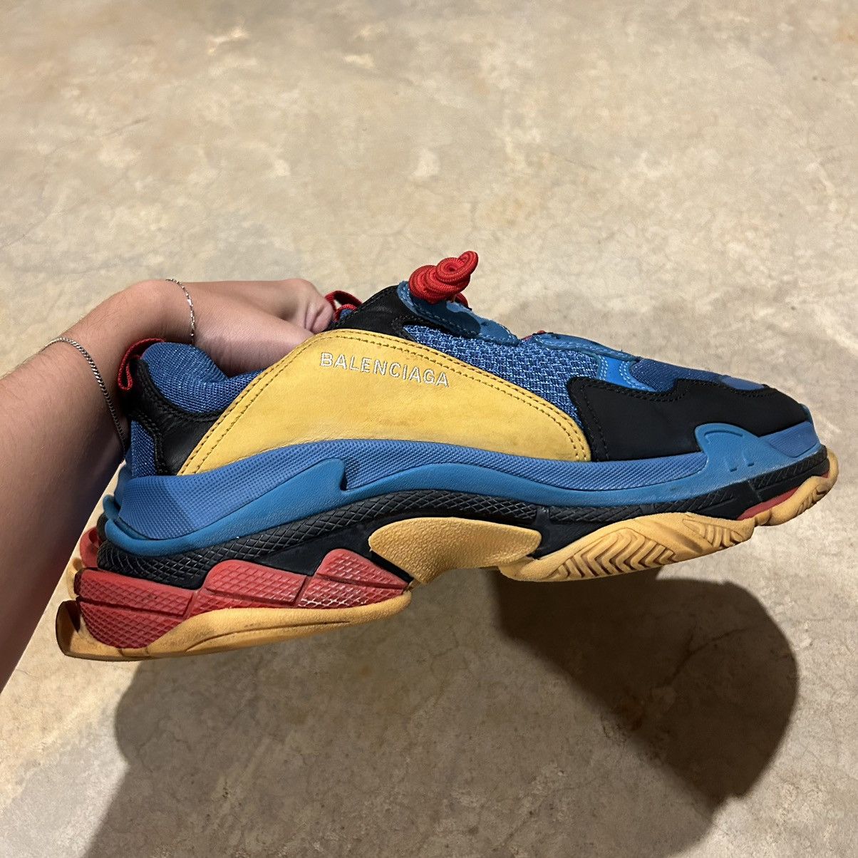 Balenciaga × Designer Balenciaga Triple S Sneaker Blue Orange Red US 12 Size US 12 / EU 45 - 5 Thumbnail