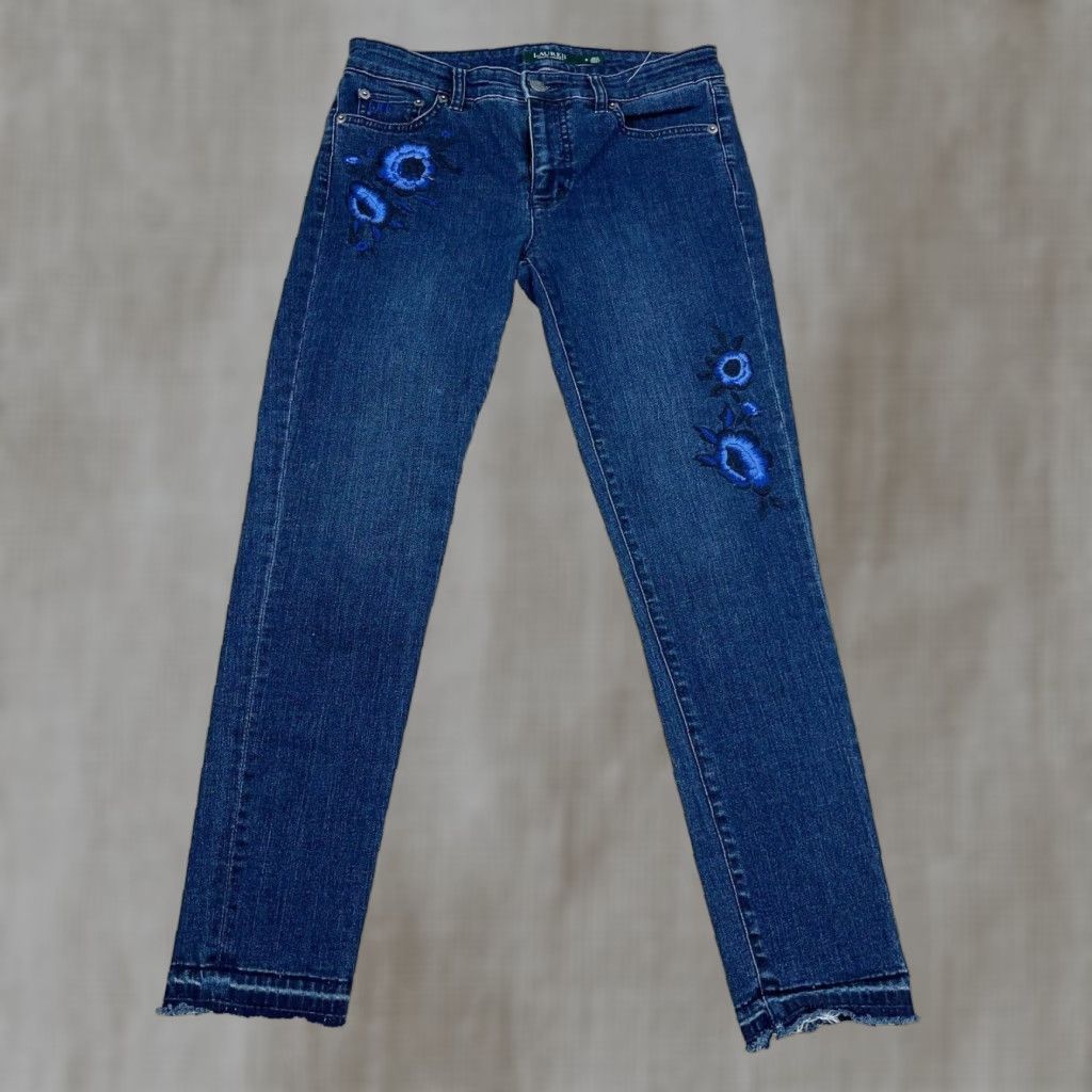 Ralph Lauren Lauren Ralph Lauren Jeans Women 2 Skinny Fir Dark Wash Embroidered Ladies LRL - Vintage? No (adjust within rules) Size 26" / US 2 / IT 38 - 1 Thumbnail