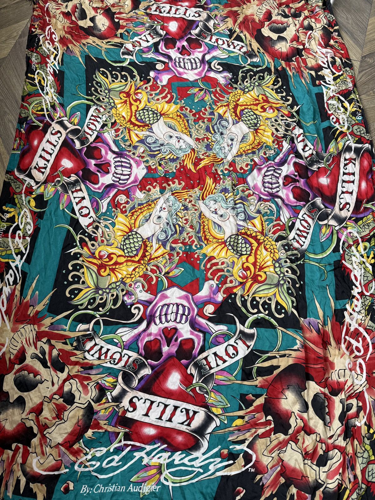 Ed Hardy Ed Hardy Christian Audigier Silk Scarve Love Kills Slowly Size ONE SIZE - 4 Thumbnail