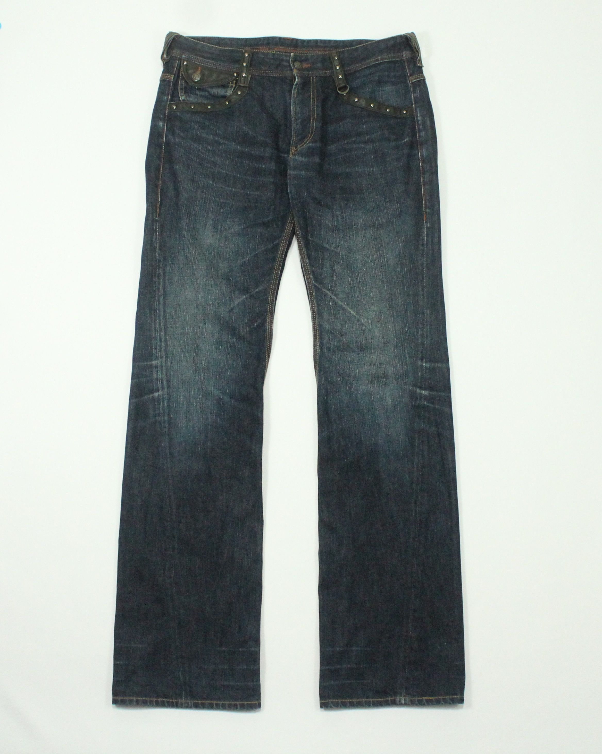 Japanese Brand Leather Pocket Laced Spiral Cut NICOLE CLUB FOR MEN Denim Size US 34 / EU 50 - 3 Thumbnail