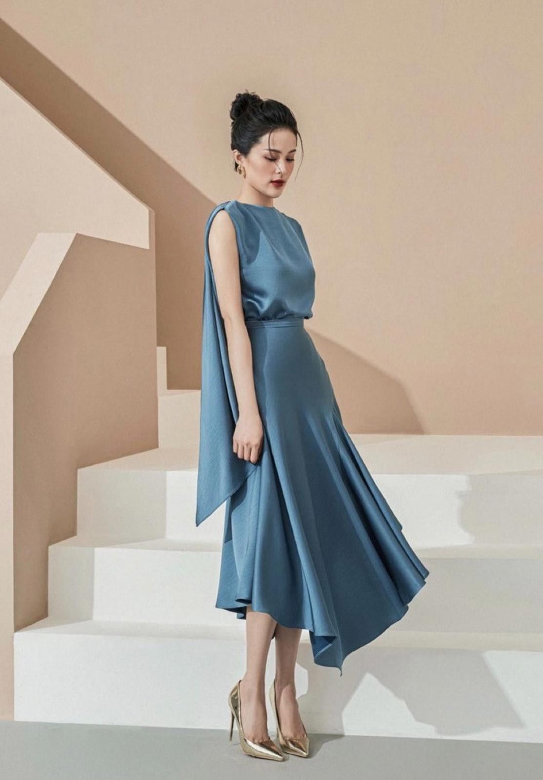 Other LANE JT Victorious Silk Midi Skirt + Backscarf Top (MEDIUM) Size M / US 6-8 / IT 42-44 - 2 Thumbnail