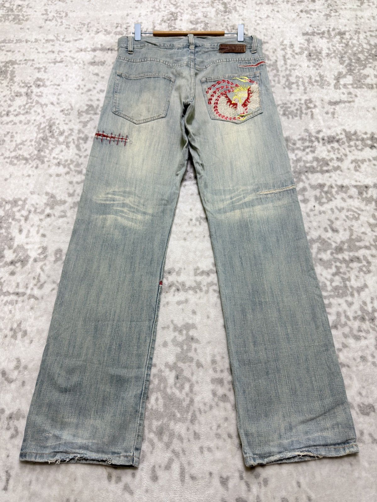 Vintage Gumu International Phoenix Embroidery Denim Y2K Straight Fit Size US 32 / EU 48 - 1 Thumbnail