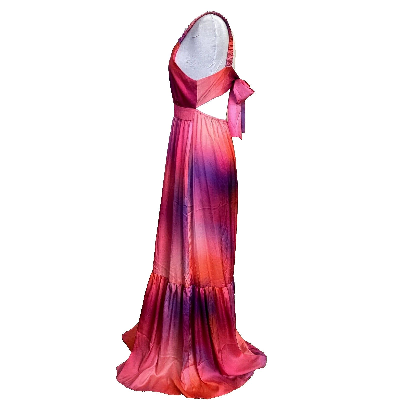 Other VENUS SATIN ORANGE PURPLE PINK OMBRE RUFFLE MAXI DRESS SZ 6 Size M / US 6-8 / IT 42-44 - 3 Thumbnail