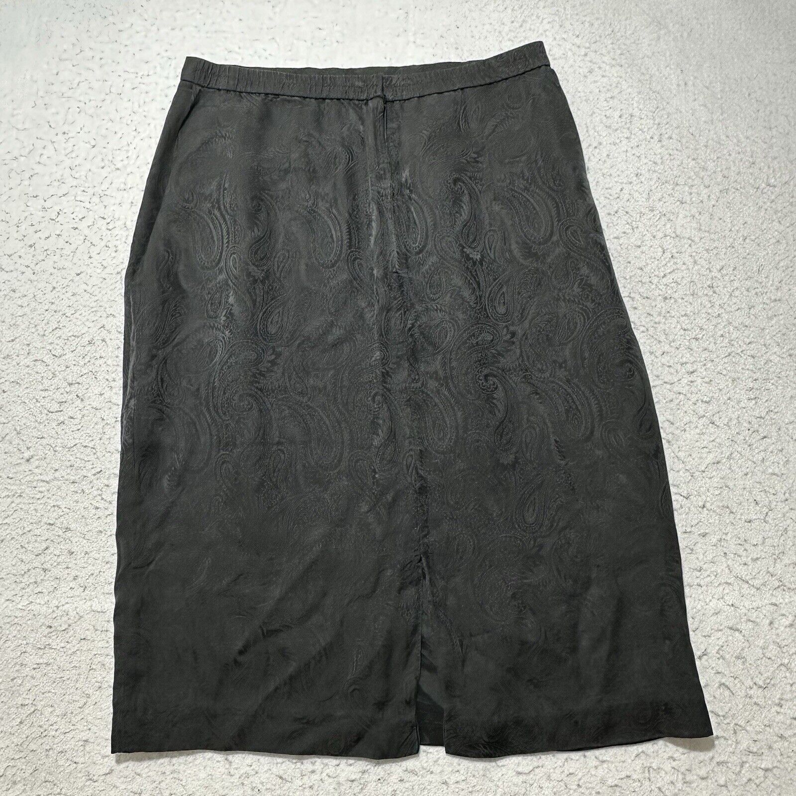 MAGGY LONDON Vintage Maggy London 8 Black Silk Pencil Paisley Print Skirt Size 30" / US 8 / IT 44 - 5 Thumbnail