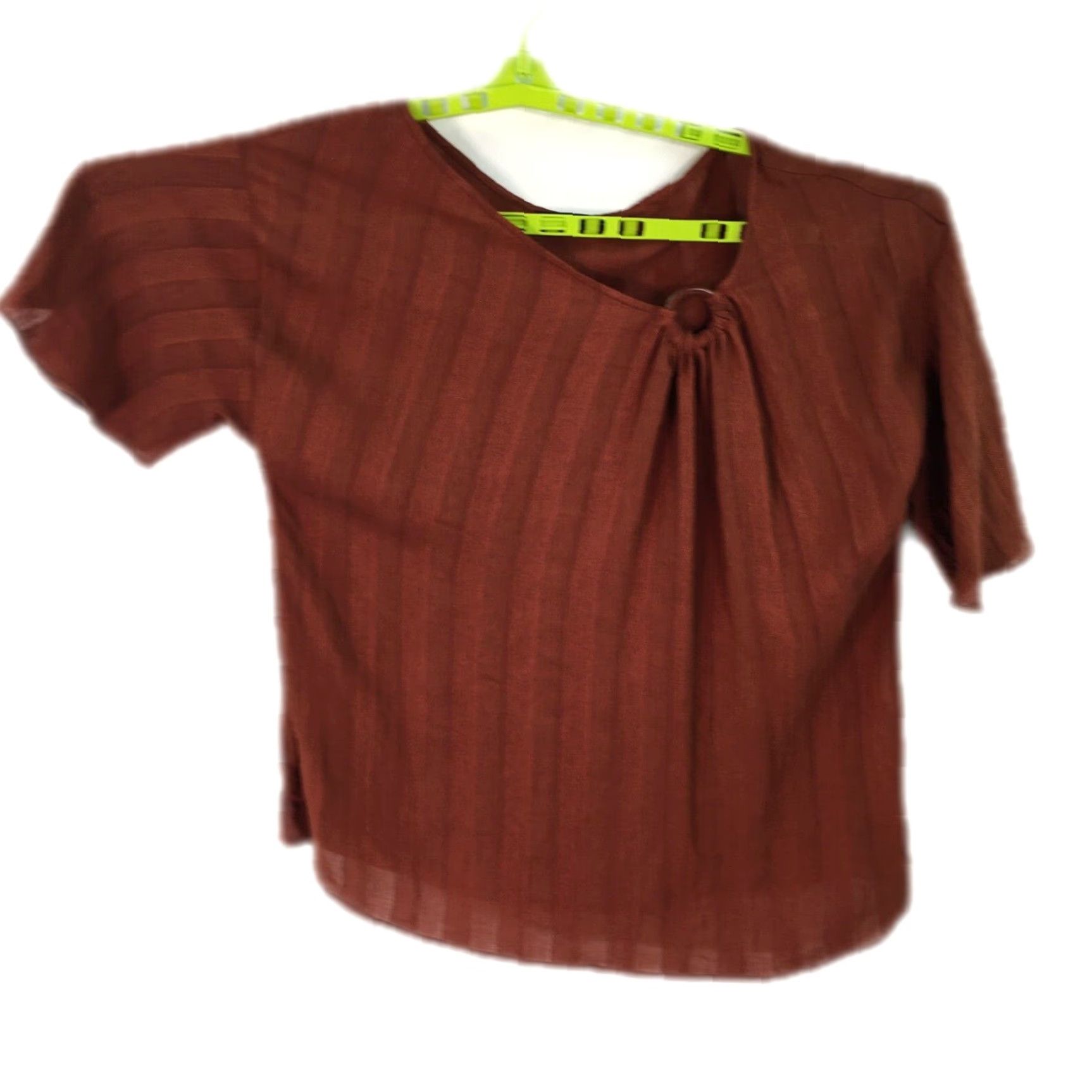 Zara Zara Womens Striped Blouse Top Rust Brown Short Sleeve Crew Neck Size Small Size S / US 4 / IT 40 - 2 Thumbnail