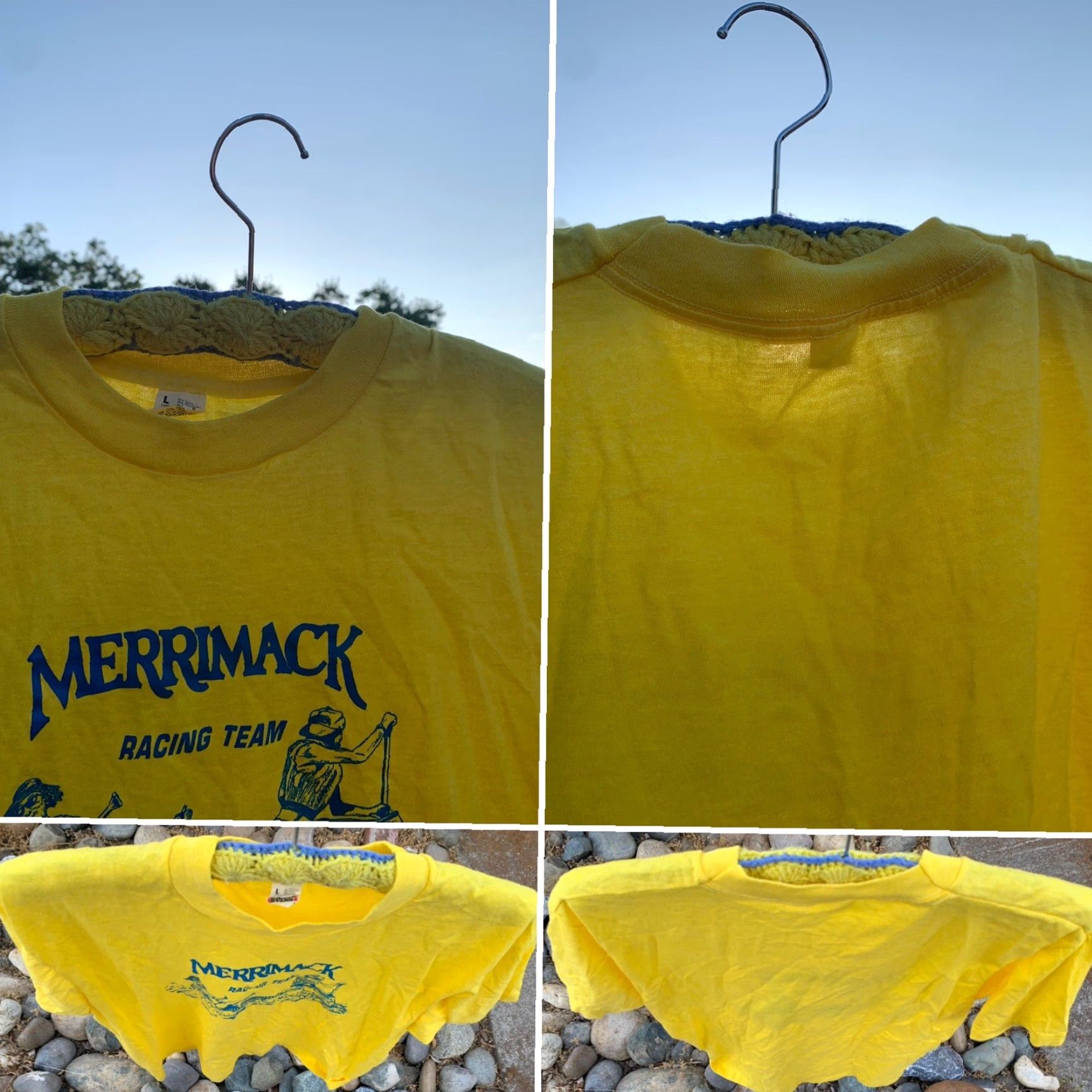 Vintage VINTAGE Merrimack Racing Team T-Shirt Merrimack Canoe Co Short Sleeve Crew Neck Size L Yellow 80s Men Shirt Size US L / EU 52-54 / 3 - 5 Thumbnail